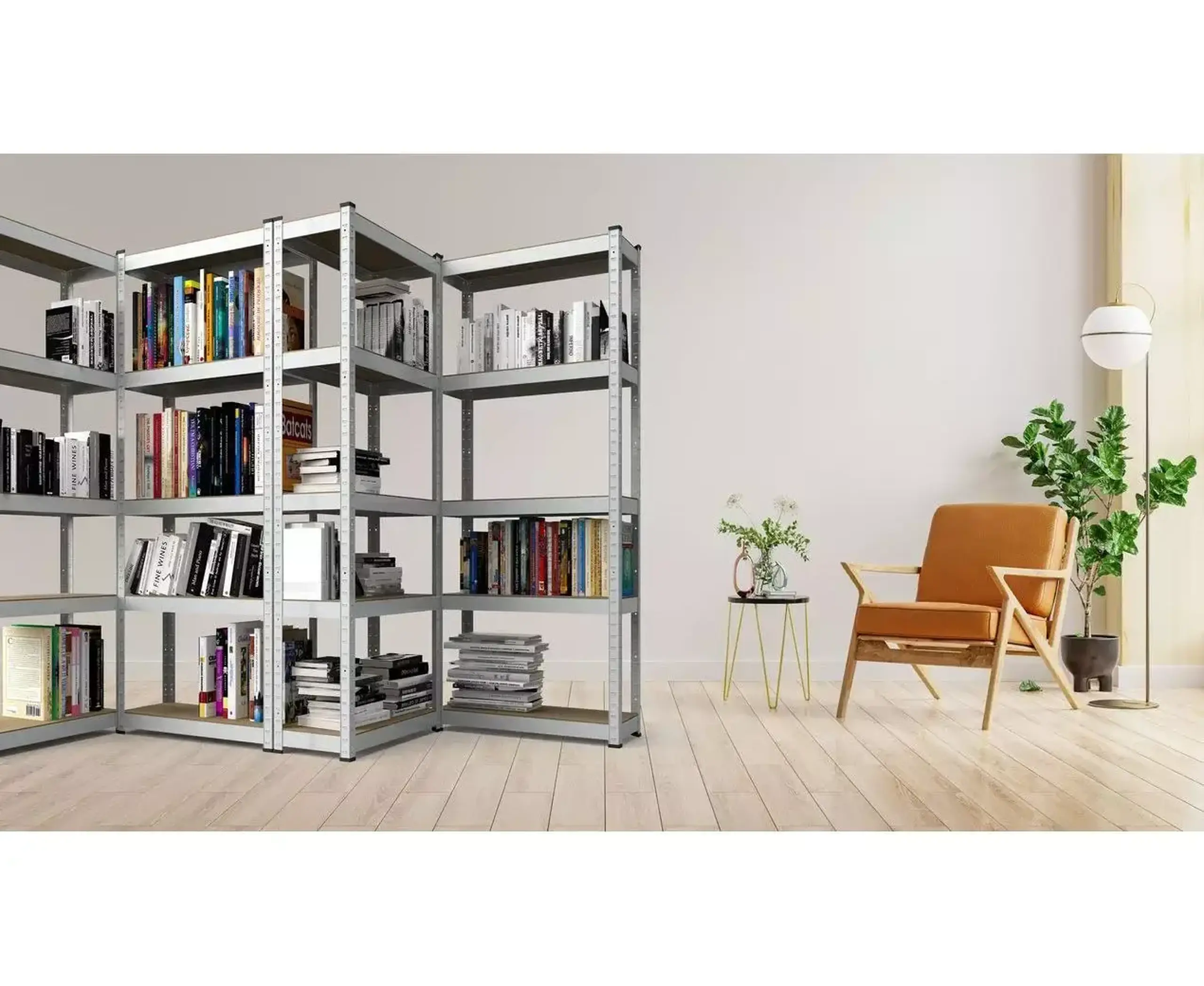 Raft metalic de depozitare Nex Budget 1800x600x400 mm, 5 rafturi MDF, galvanizat