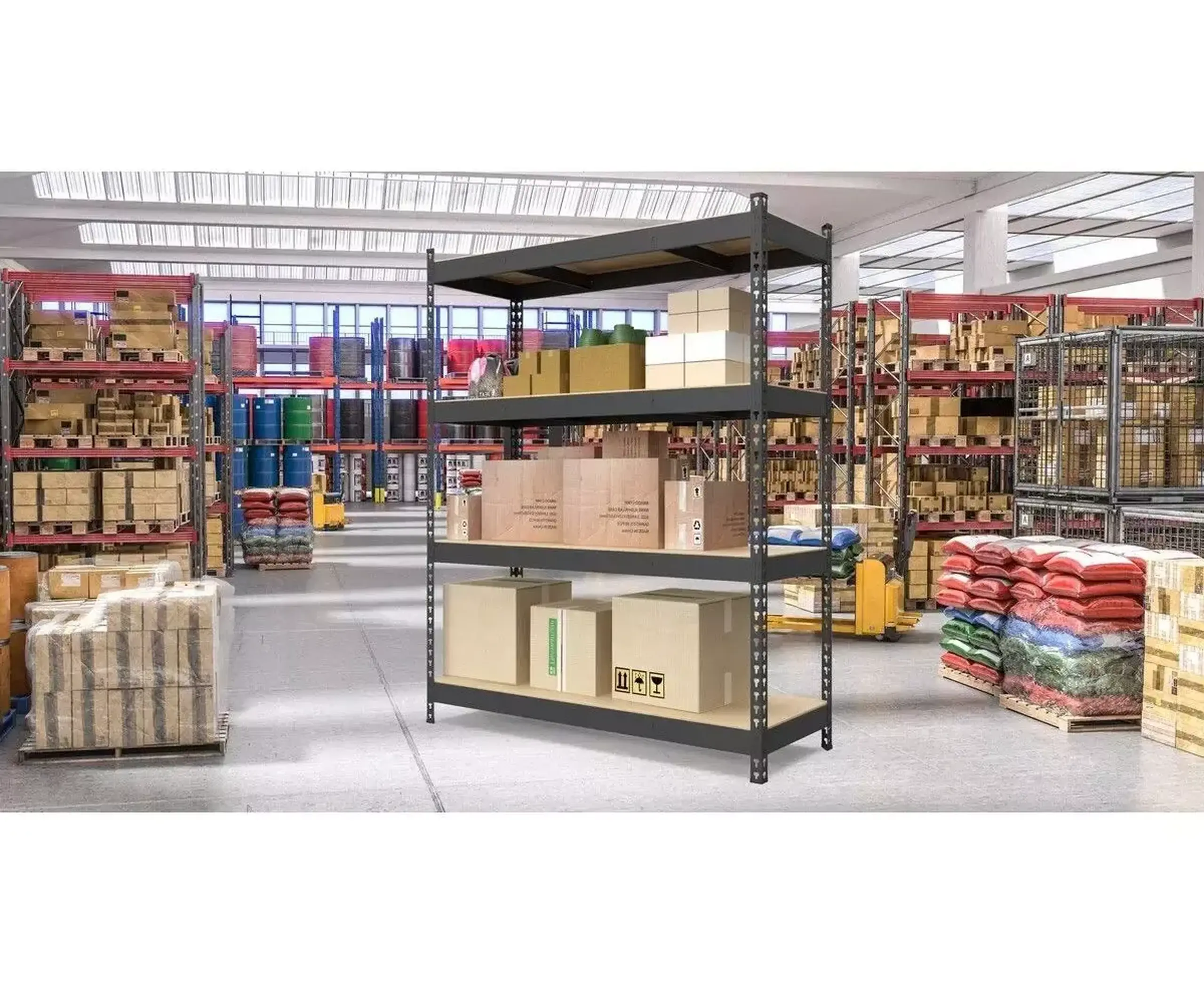Raft metalic de depozitare Nex Titan 1800x1200x400 mm, 4 rafturi PAL, antracit