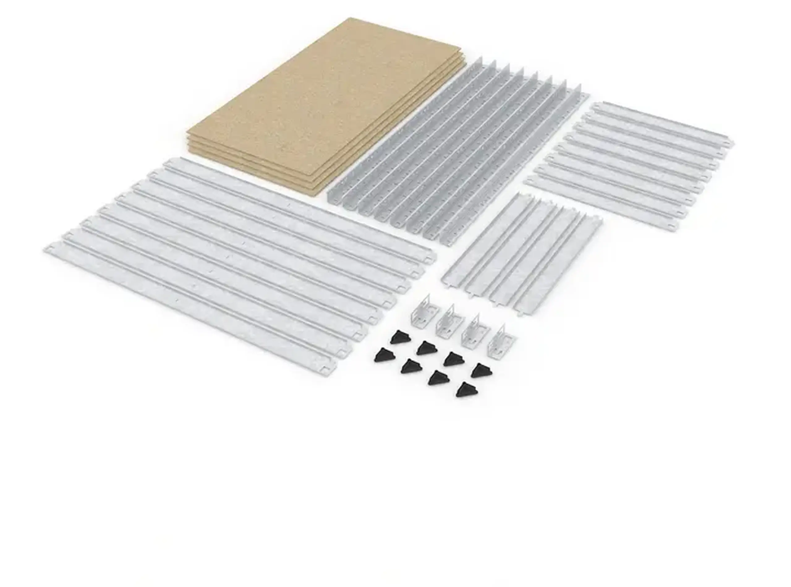Raft metalic de depozitare Nex Budget 1600x800x400 mm, 4 rafturi MDF, galvanizat