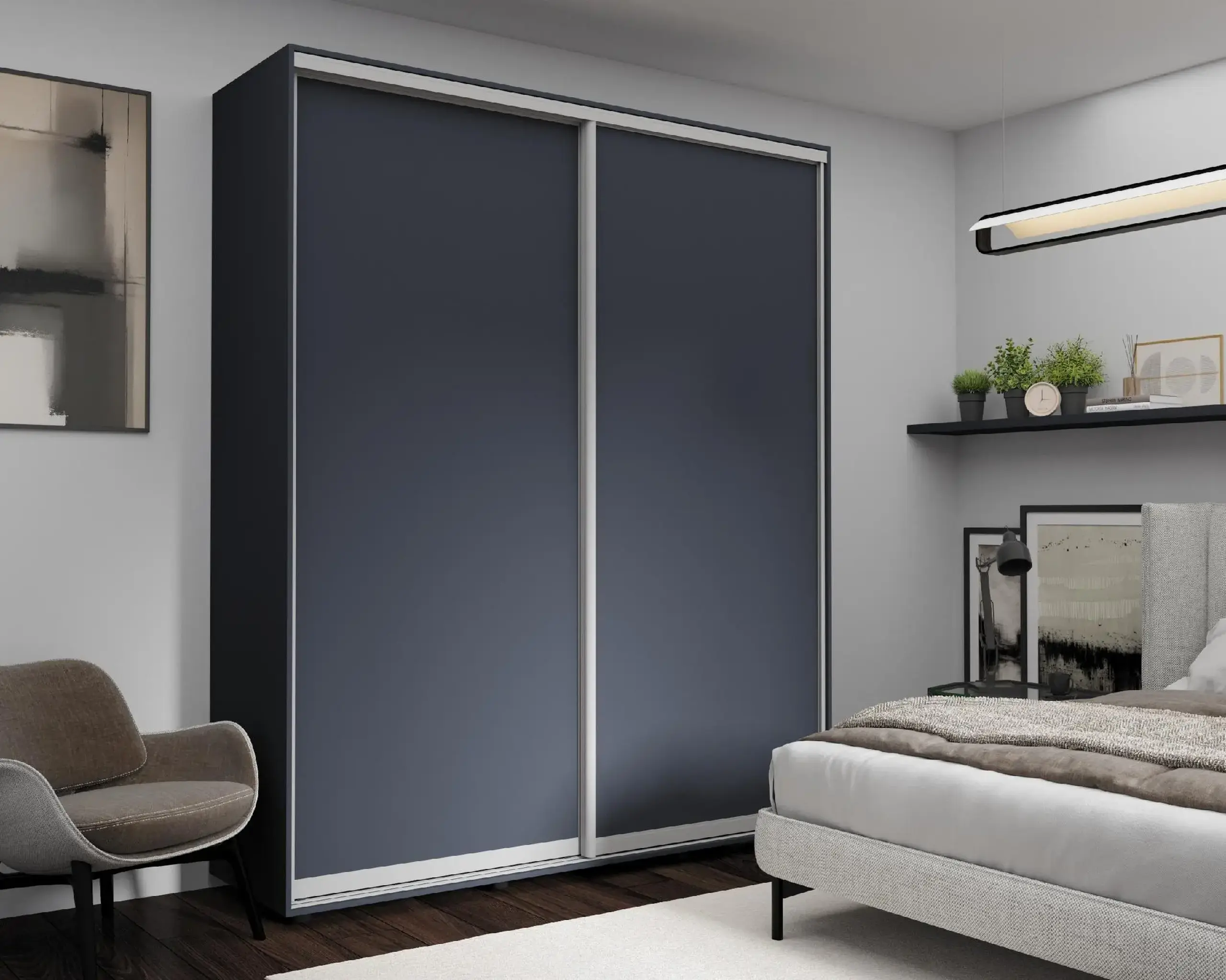 Dulap cu usi glisante Nex Home, PAL, Antracit 200x60x220 cm