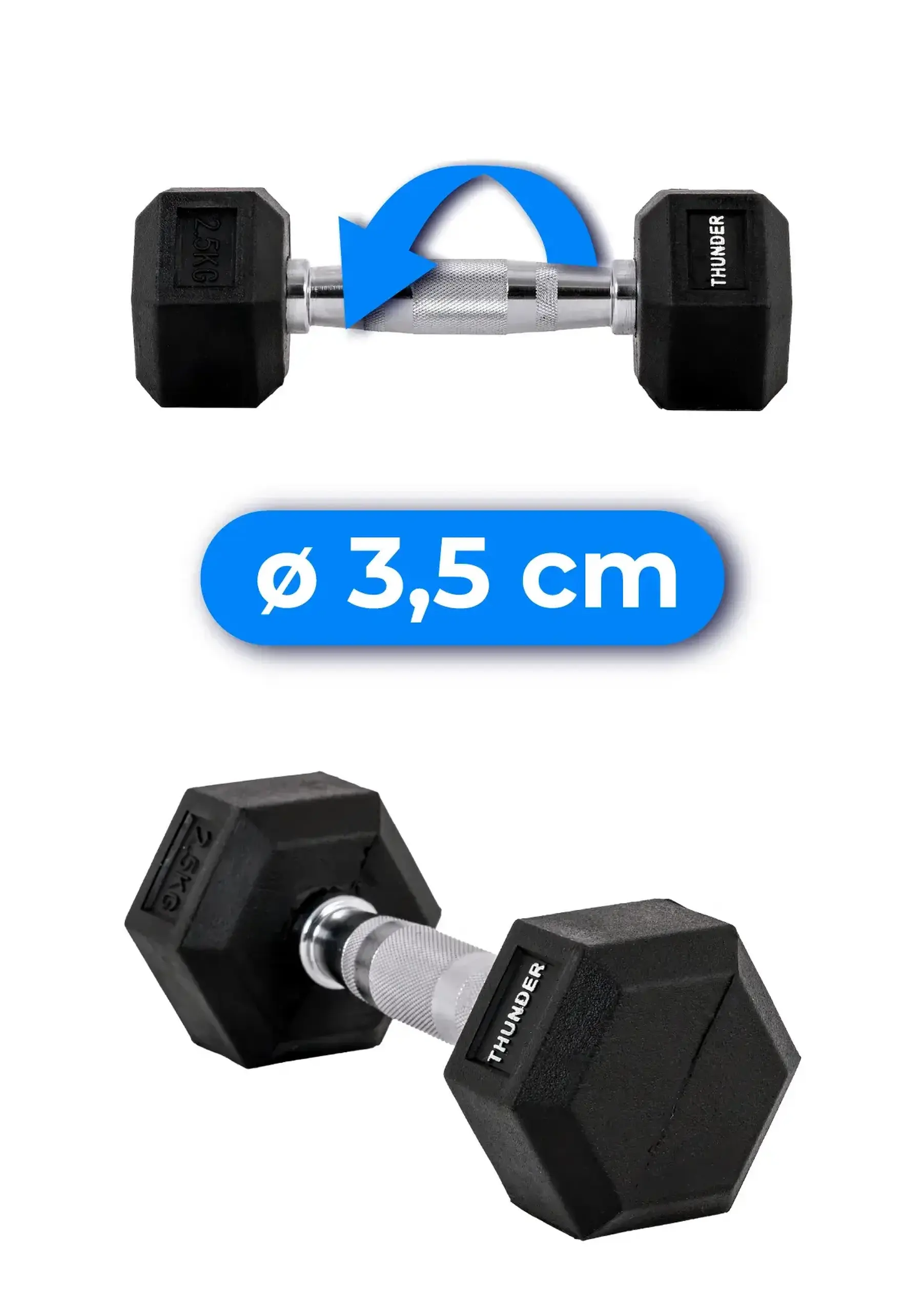 Gantera HEXAGONAL DUMBBELLS Thunder 2,5KG