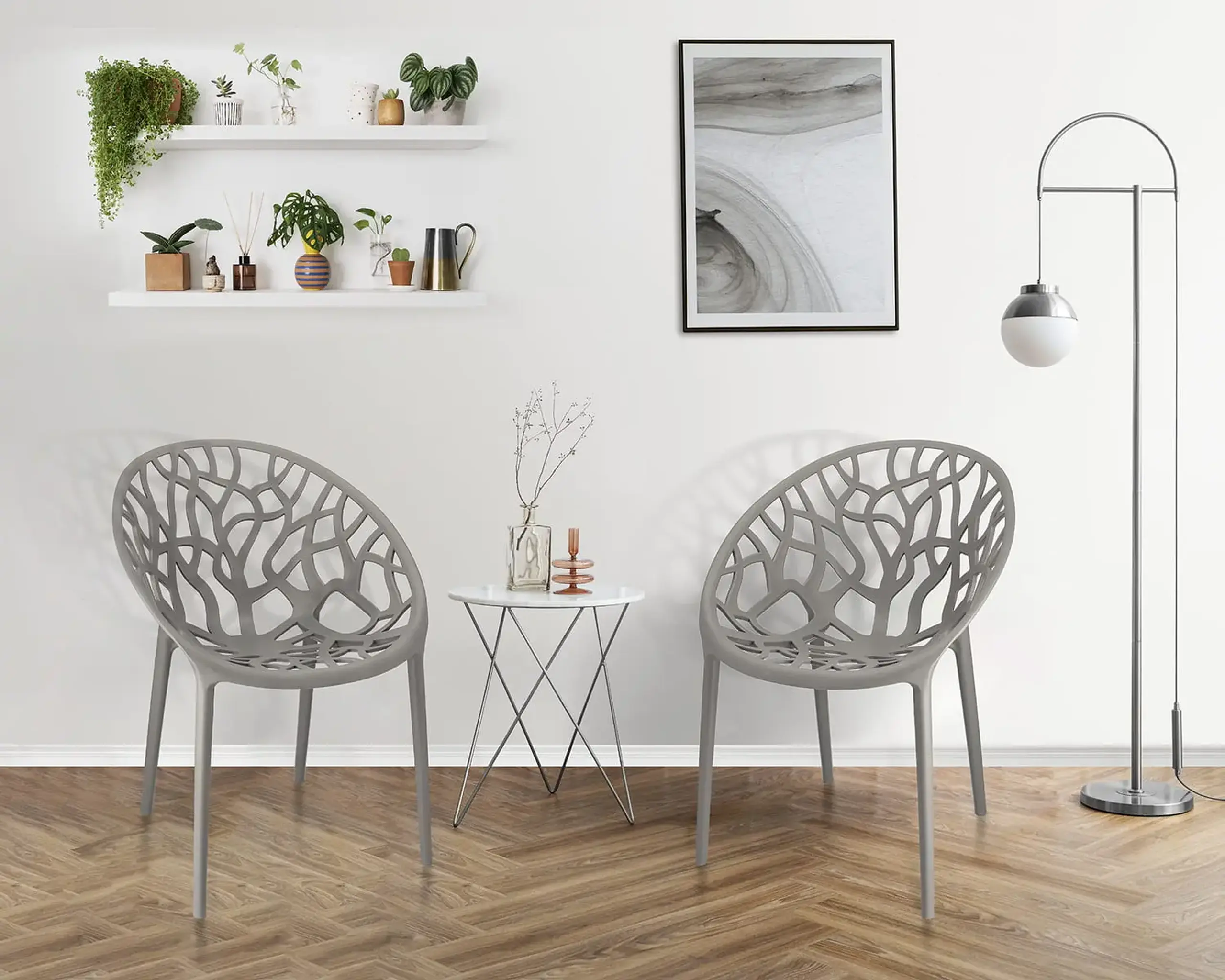 Scaun terasa Jumi ALBERO din plastic, Gri