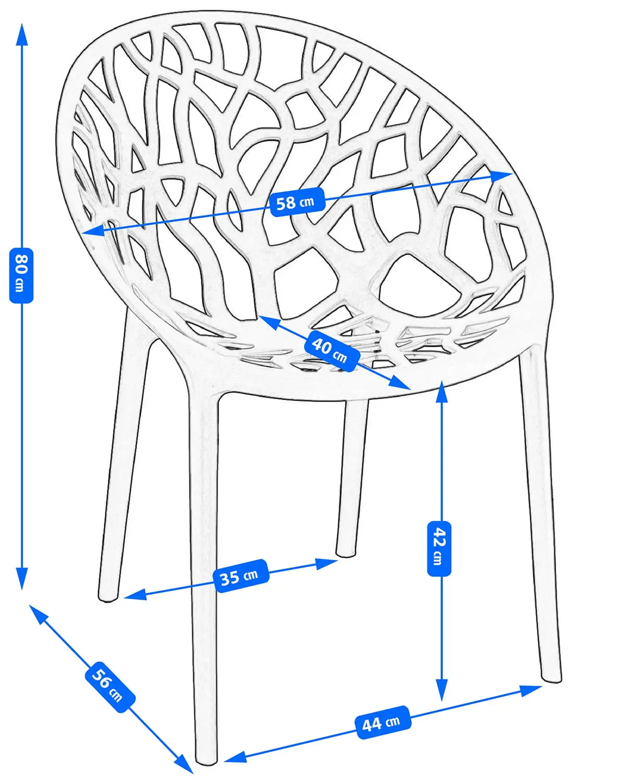 Scaun terasa Jumi ALBERO din plastic, Gri