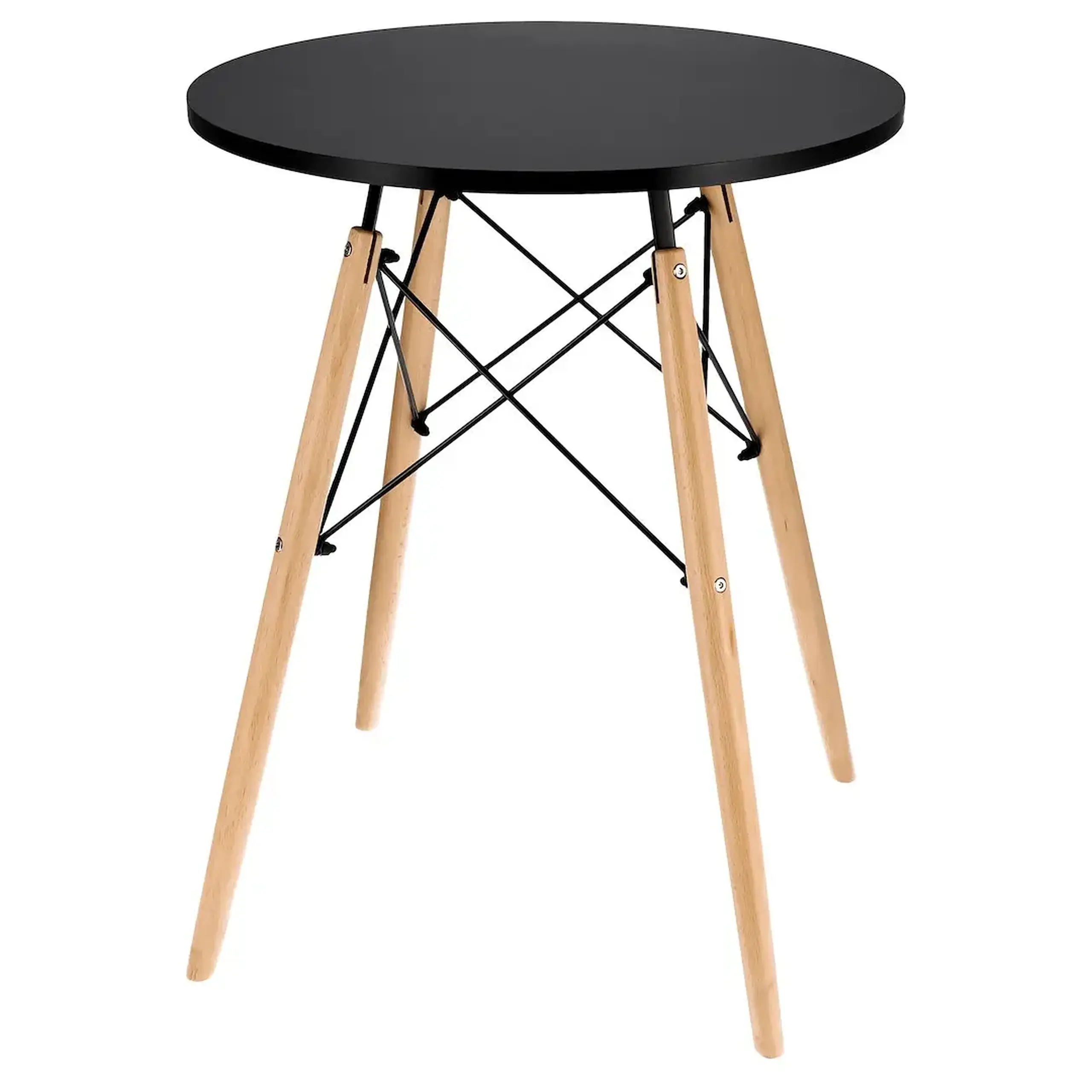 Masa rotunda moderna Jumi, MDF, 60x60x74cm, stil scandinav,Oak Artisan/Negru