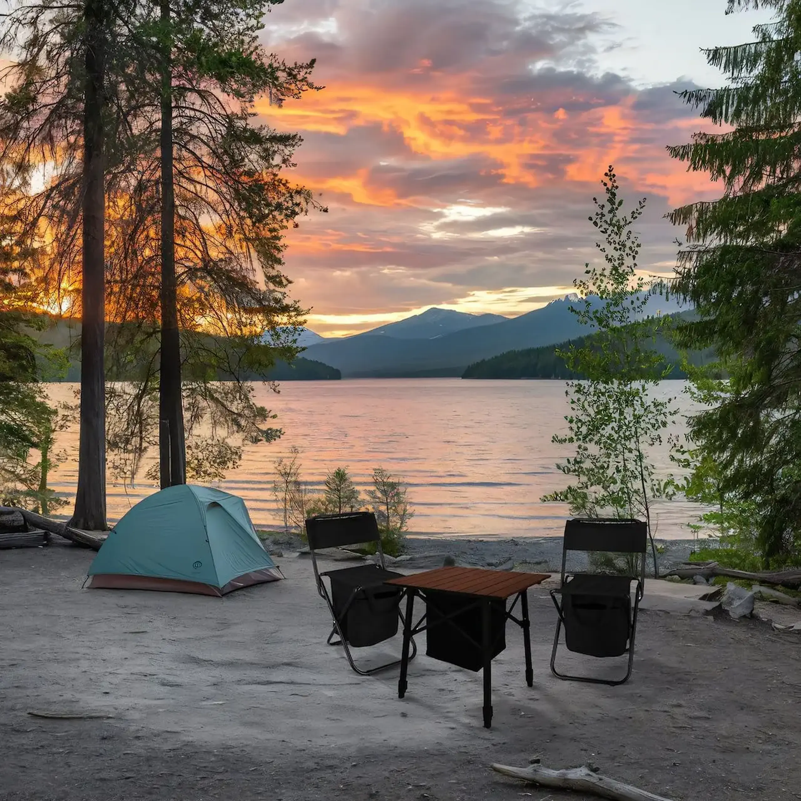 Masa de camping cu geanta frigorifica si inaltime reglabila