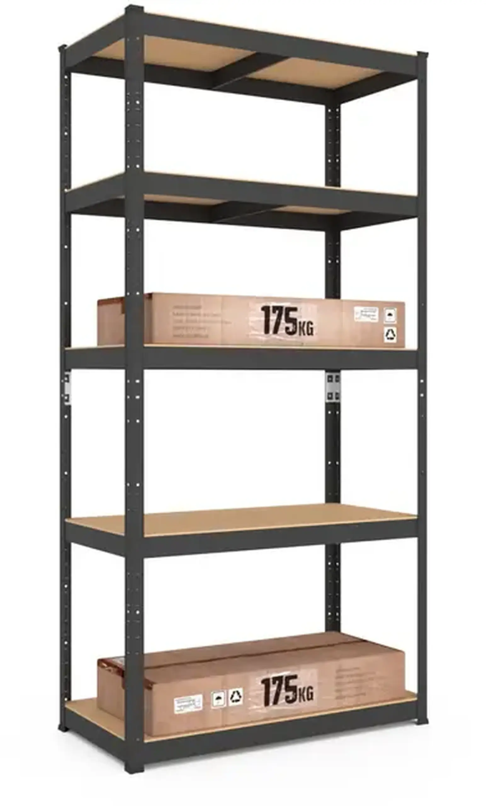 Raft metalic de depozitare Nex Budget 1800x900x400 mm, 5 rafturi MDF, antracit