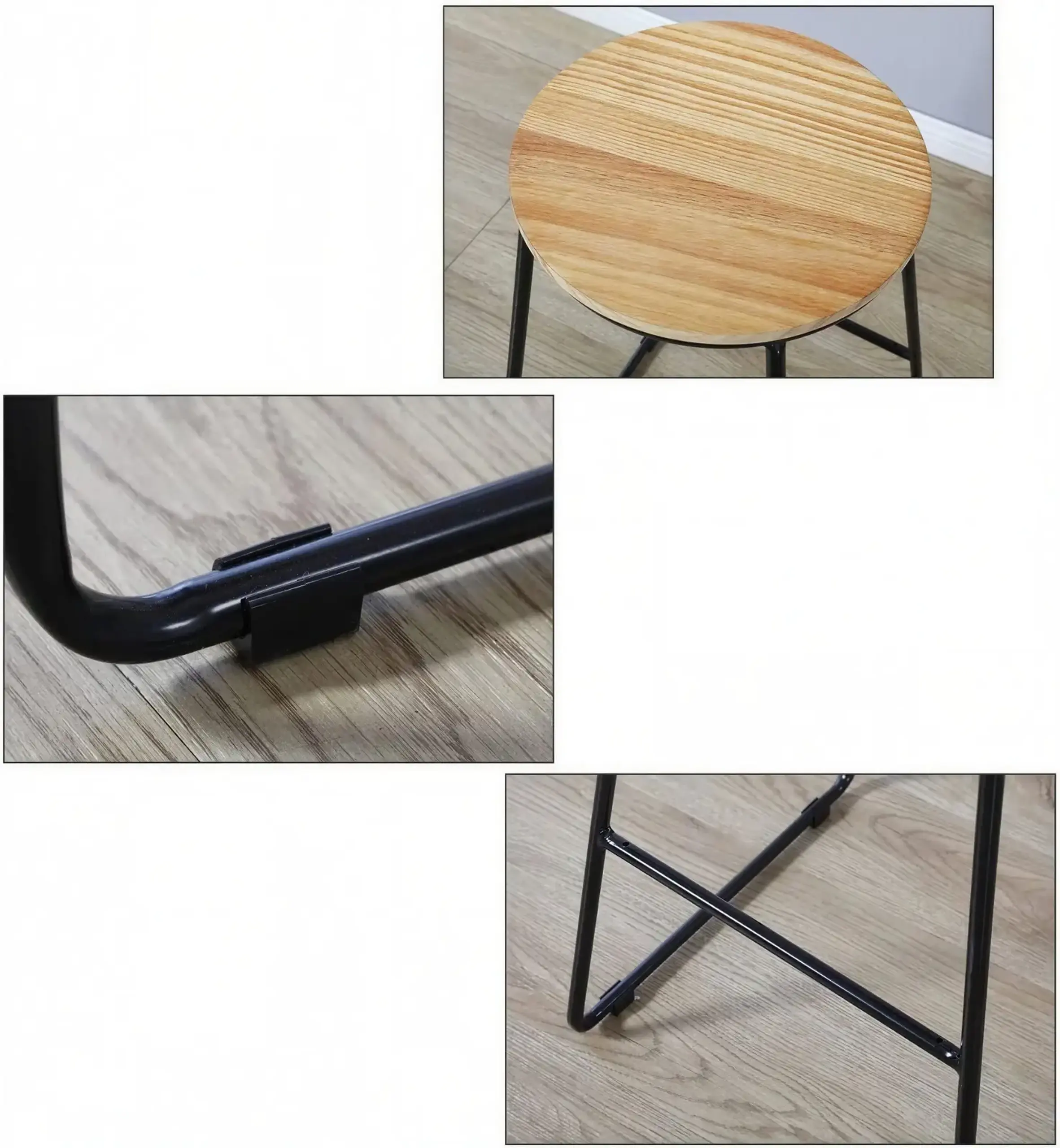 Scaun de bar Jumi din lemn, Oak Artisan / Negru