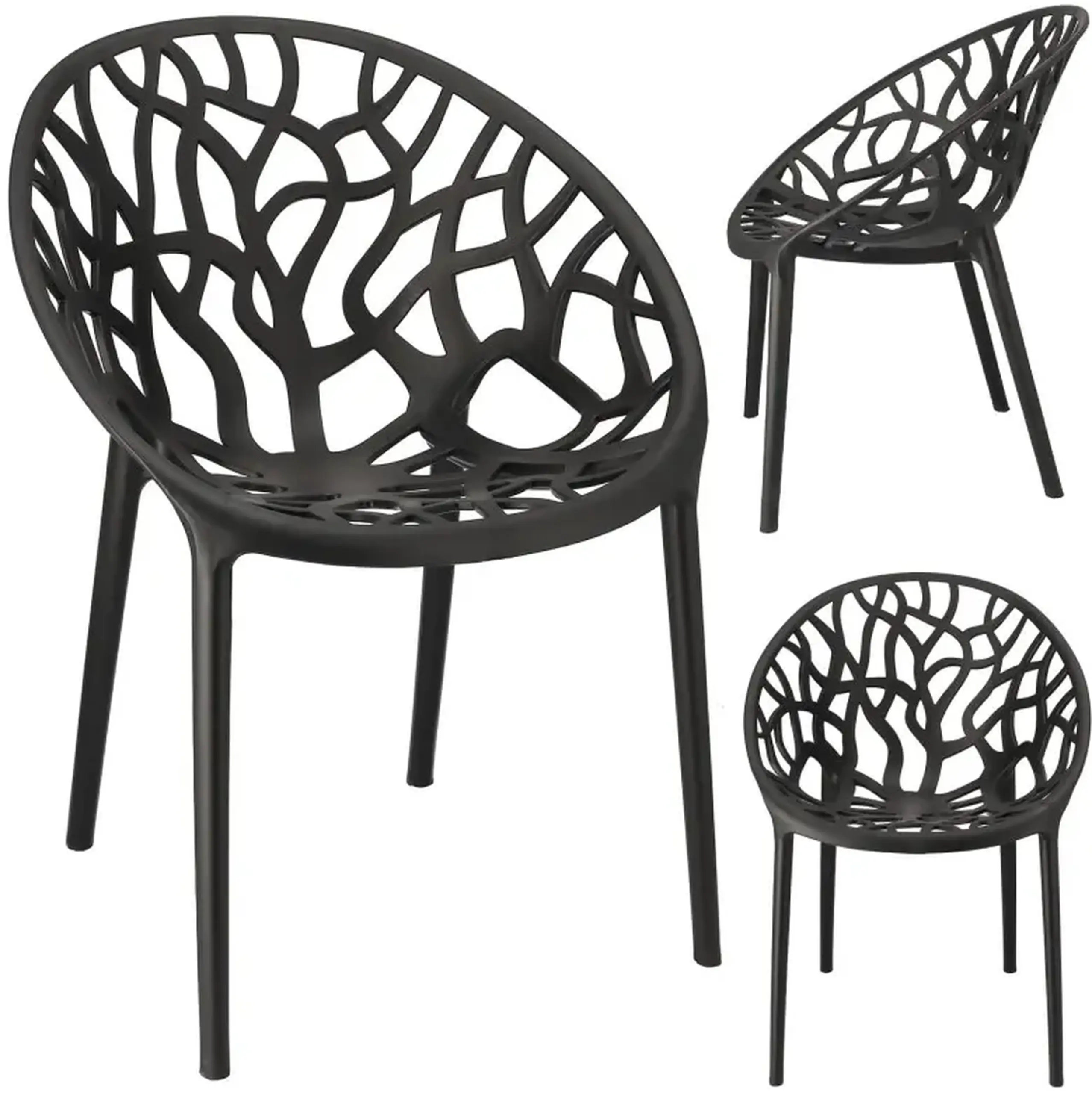 Scaun terasa Jumi ALBERO din plastic, Negru