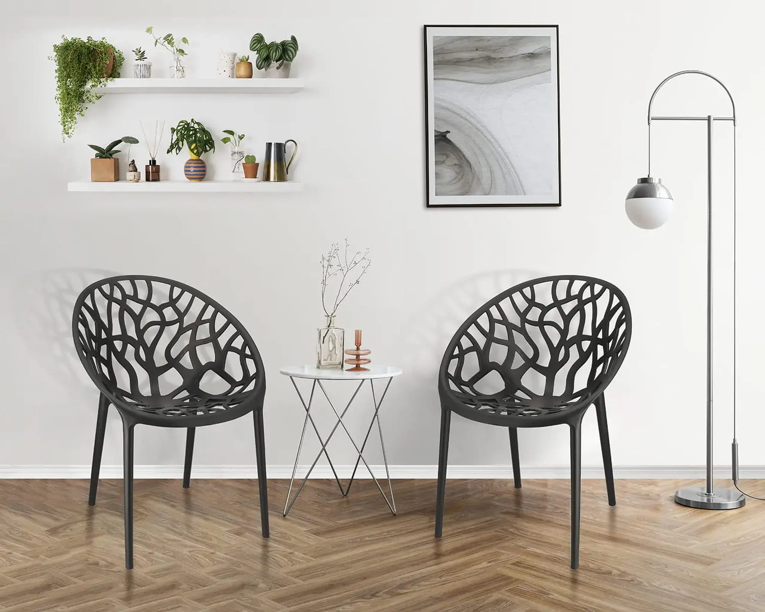 Scaun terasa Jumi ALBERO din plastic, Negru