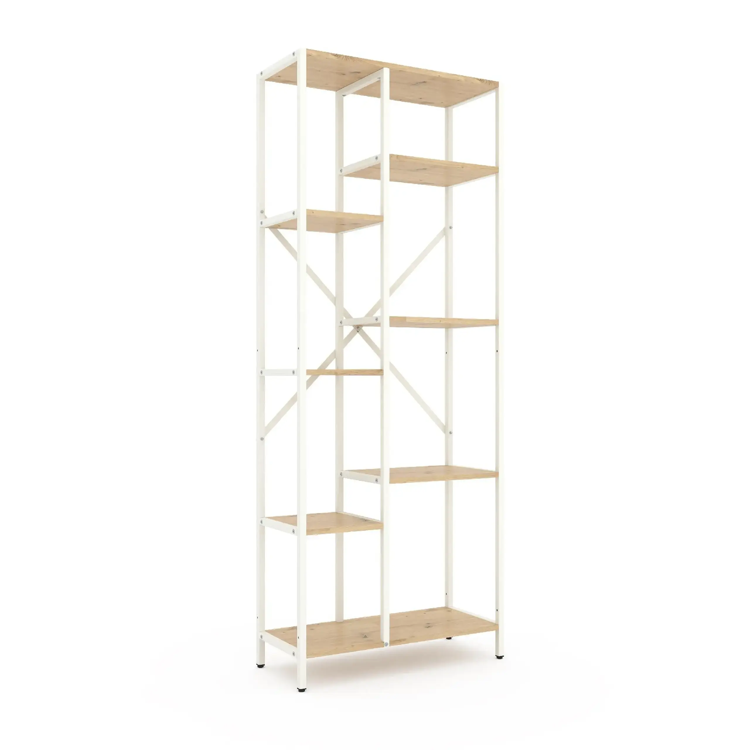 Raft metalic Nex Loft Cascade 1780x700x300 mm, 7 rafturi, PAL, White / Oak Artisan