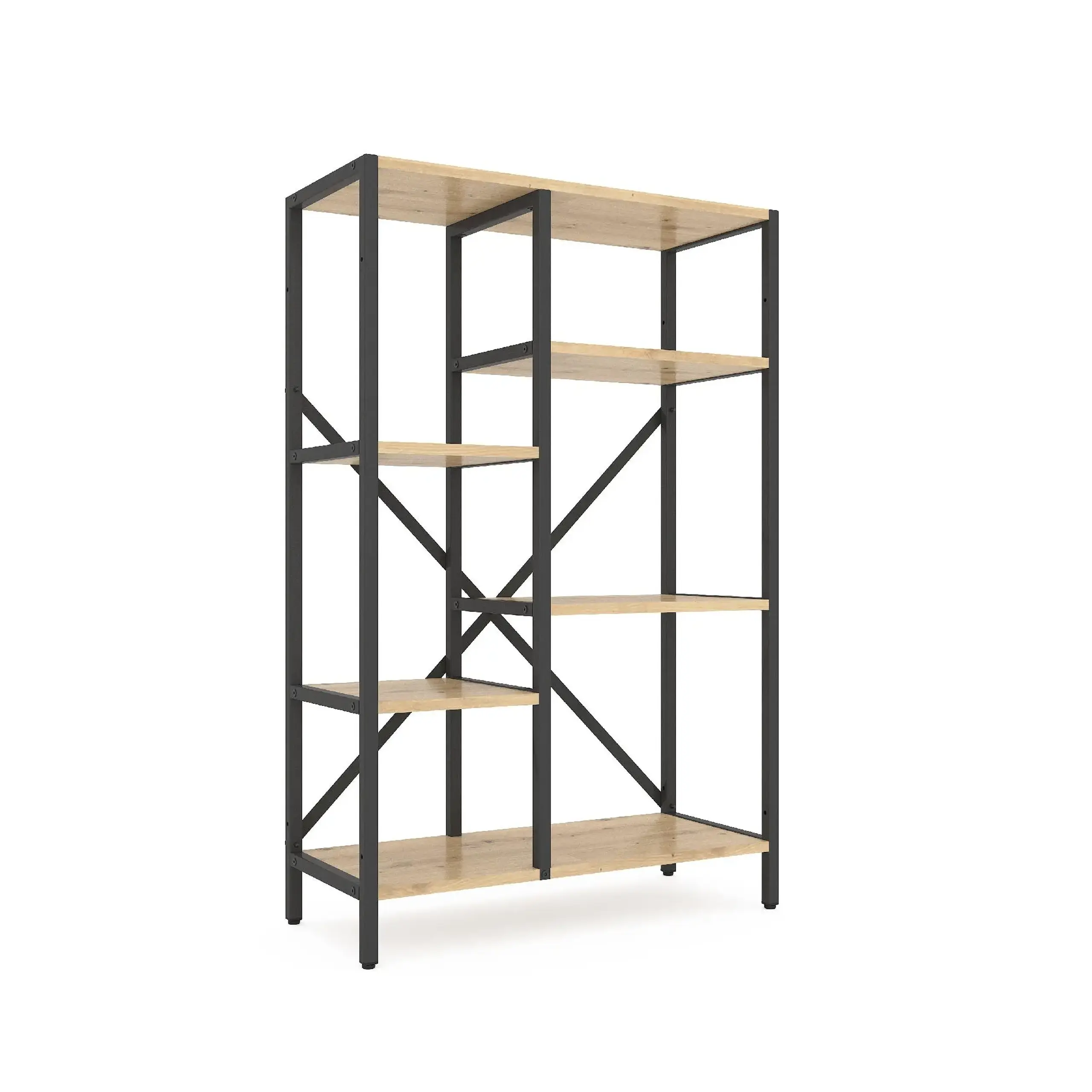 Raft metalic Nex Loft Cascade 1090x700x300 mm, 5 rafturi, PAL, Antracite / Oak Artisan