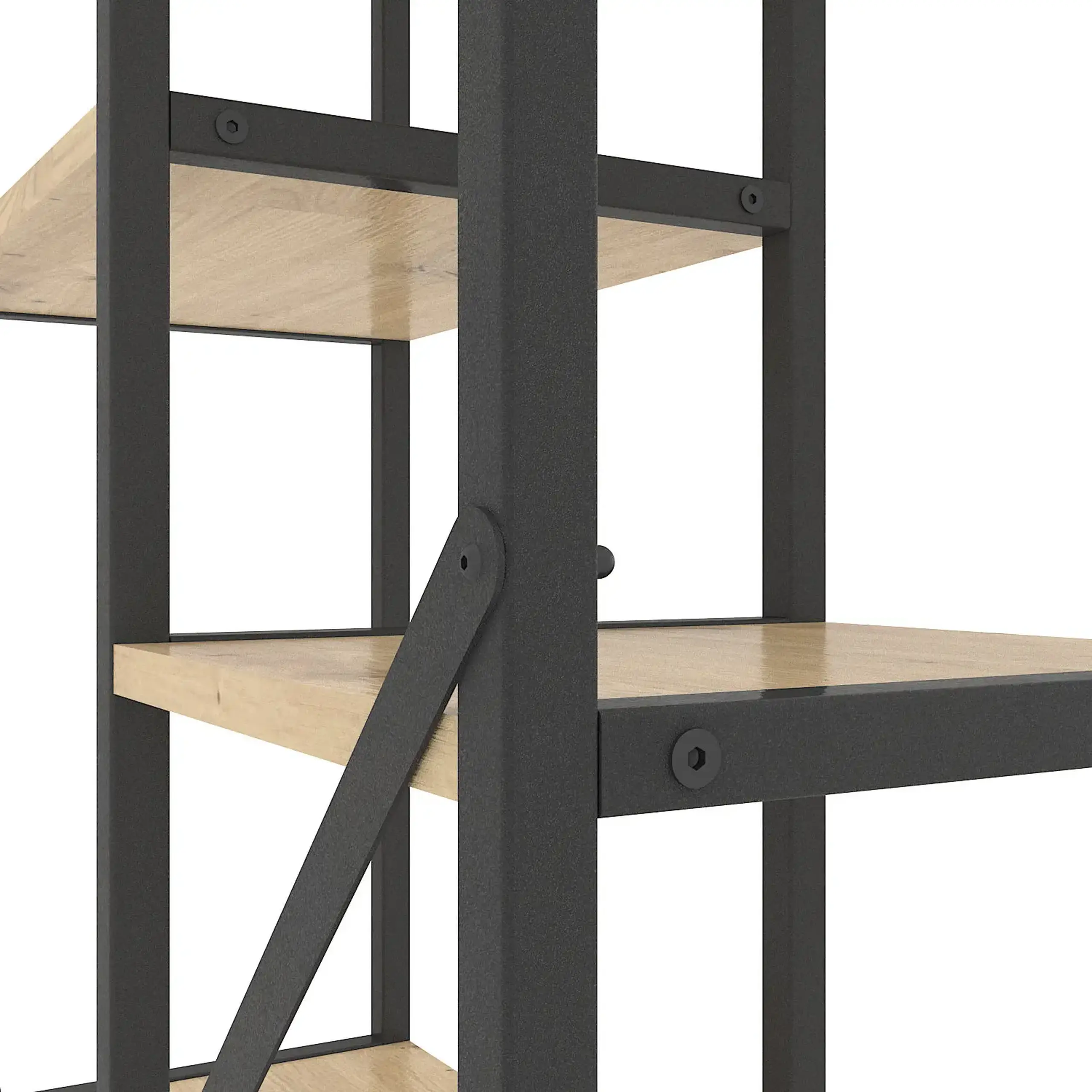 Raft metalic Nex Loft Cascade 1090x700x300 mm, 5 rafturi, PAL, Antracite / Oak Artisan