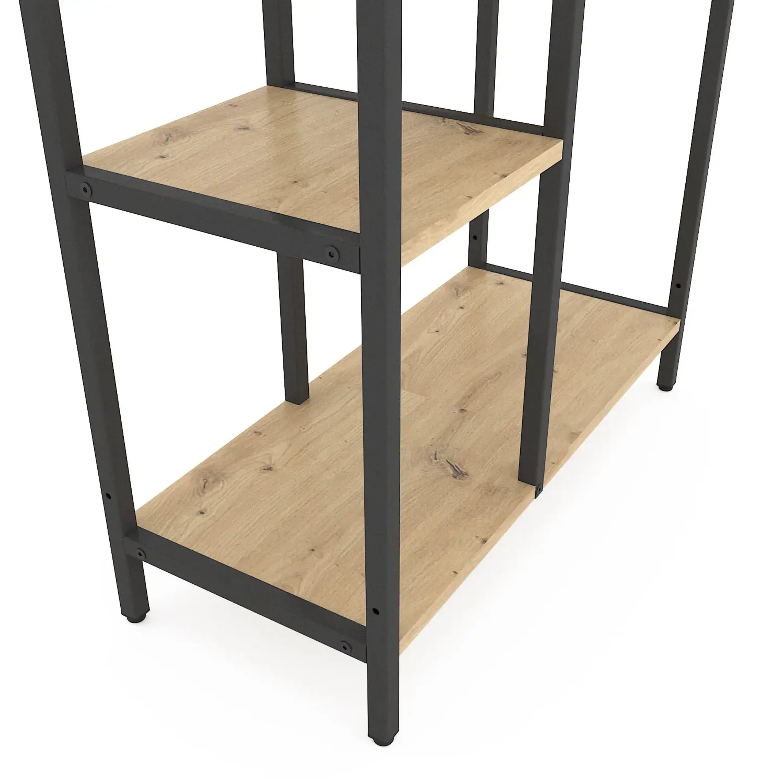 Raft metalic Nex Loft Cascade 1090x700x300 mm, 5 rafturi, PAL, Antracite / Oak Artisan