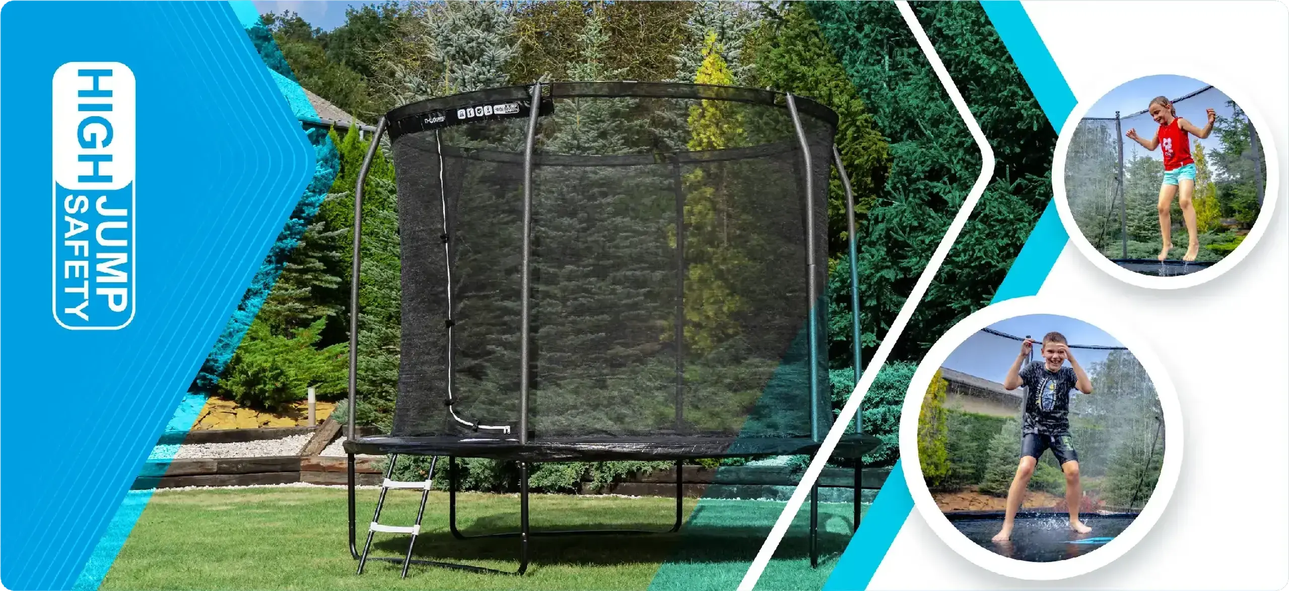 Trambulina de gradina pentru copii THUNDER INSIDE ELITE 8FT (244cm) Black