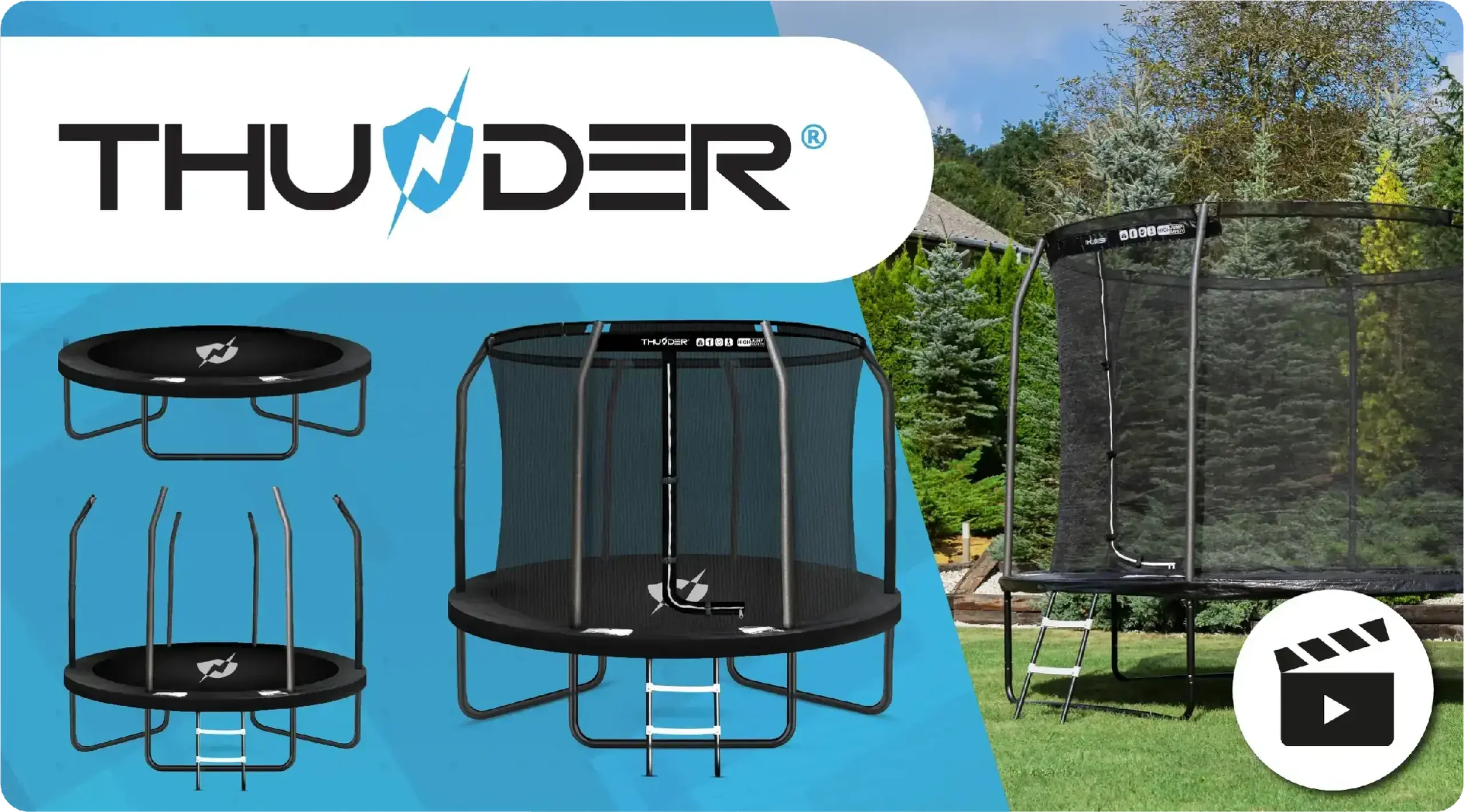 Trambulina de gradina pentru copii THUNDER INSIDE ELITE 8FT (244cm) Black