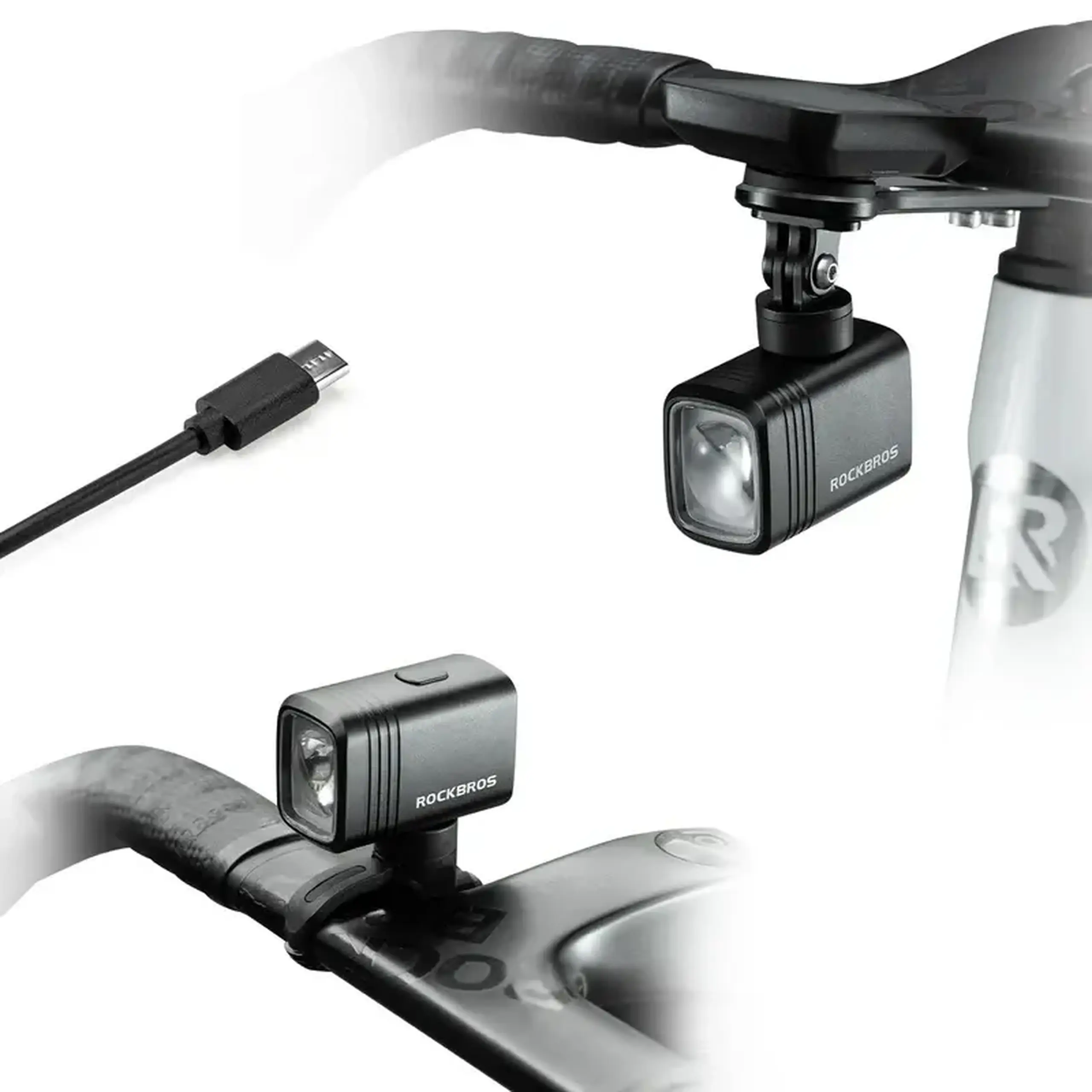Lanterna frontala pentru bicicleta ROCKBROS 1000LM cu display, cut-off beam - 2410010