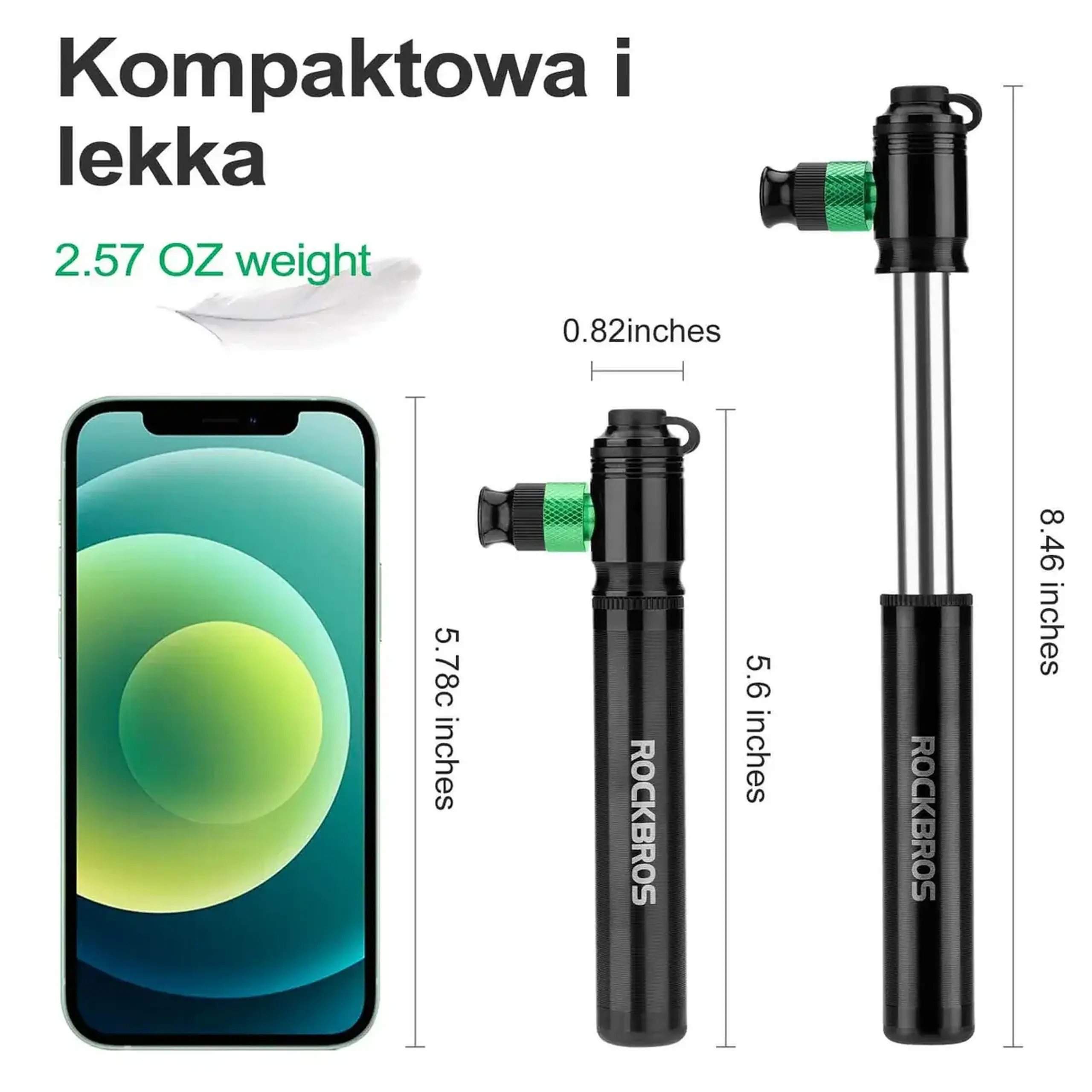 Pompa pentru bicicleta din aluminiu ROCKBROS, 110 PSI - 42320001001