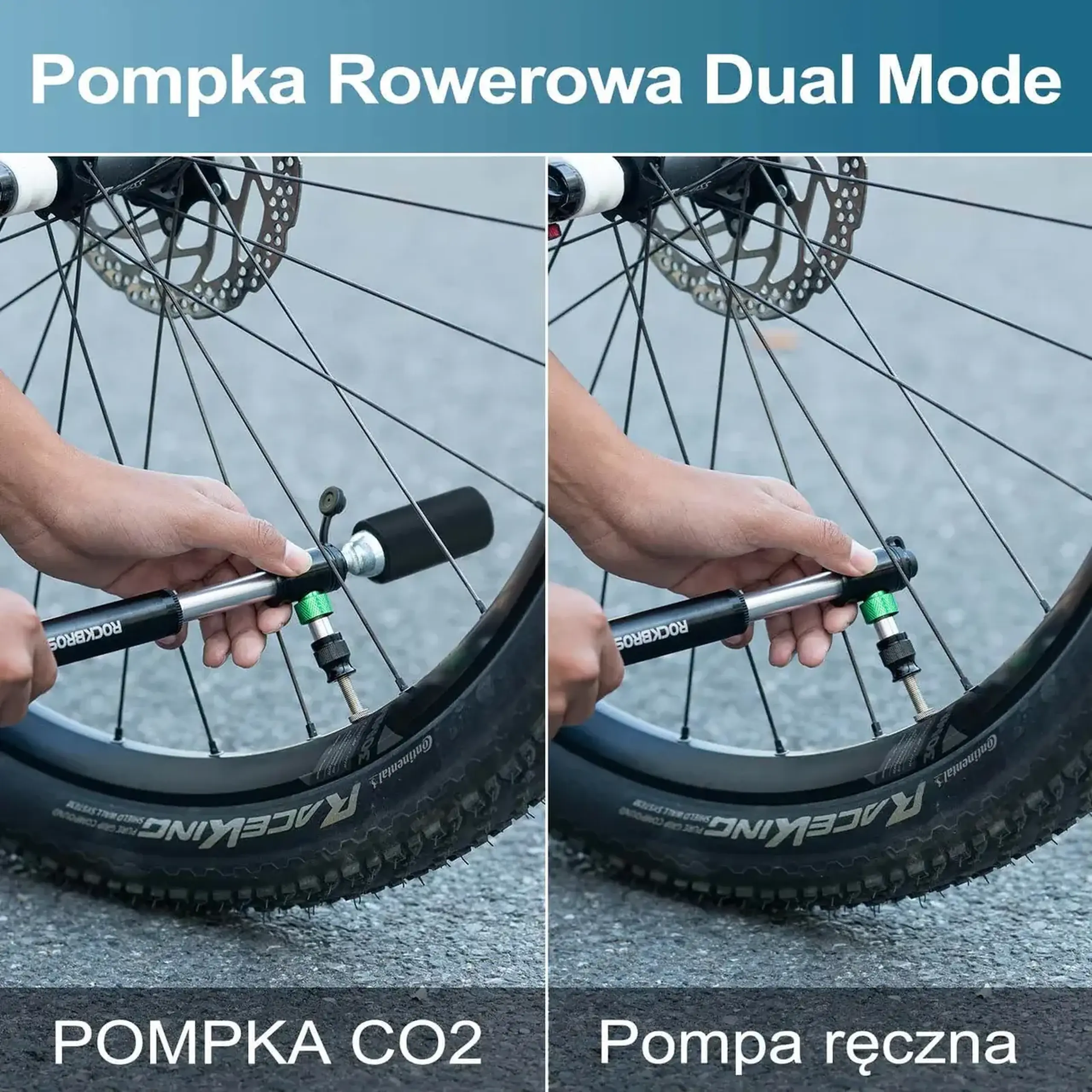 Pompa pentru bicicleta din aluminiu ROCKBROS, 110 PSI - 42320001001