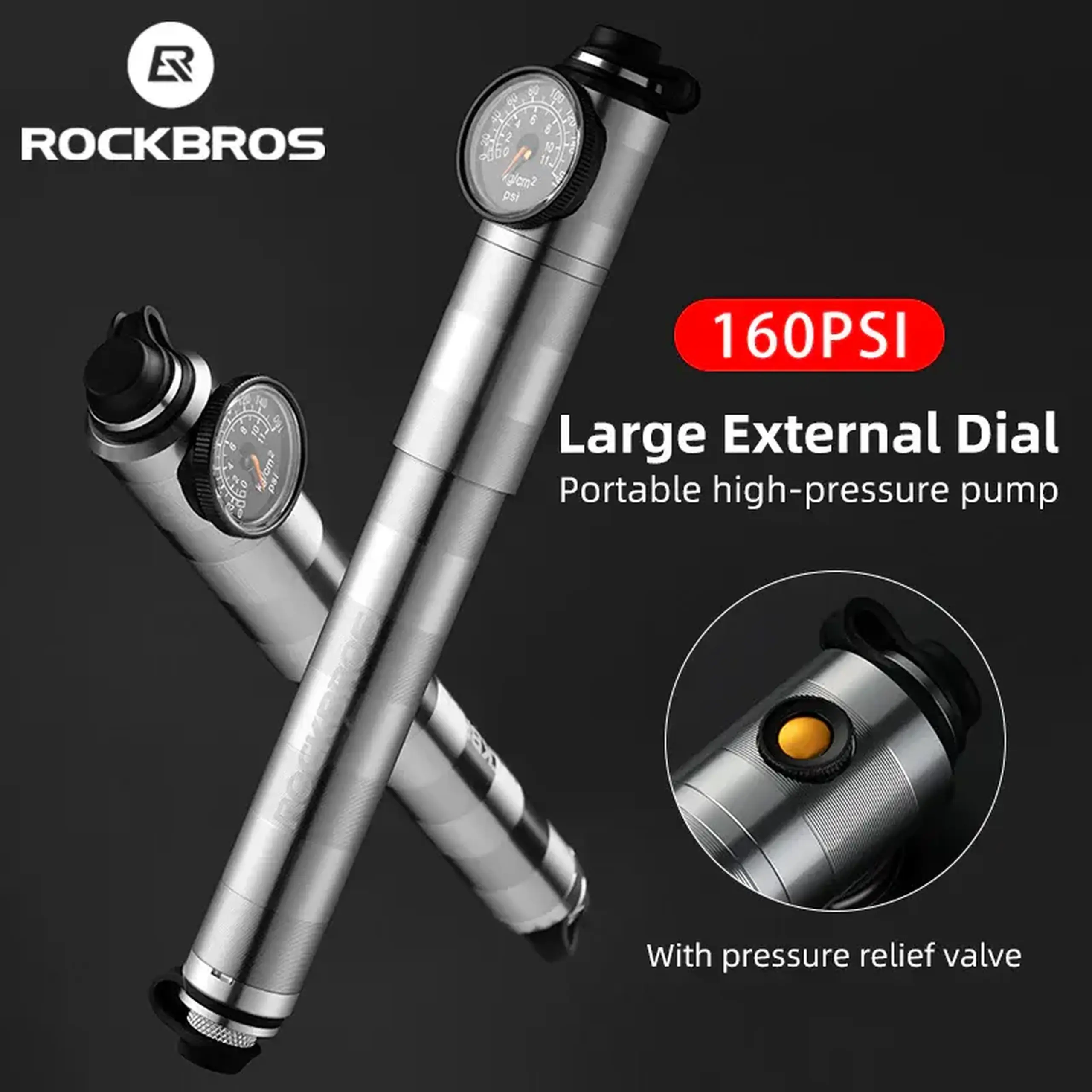 Pompa pentru bicicleta din aluminiu ROCKBROS,160 PSI - HQ-67A-L03