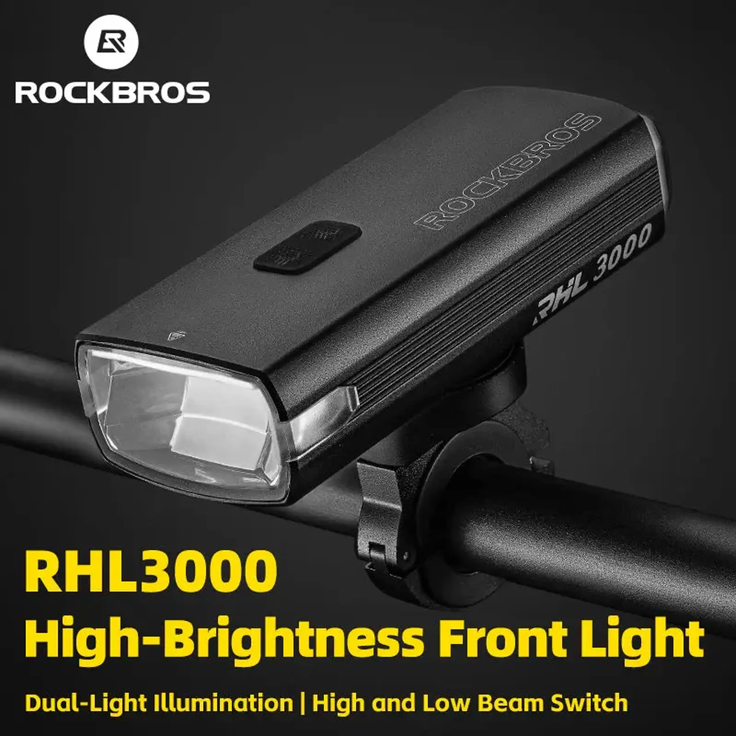 Lanterna frontala pentru bicicleta ROCKBROS 3000LM, cu bateria externa - 24710008001