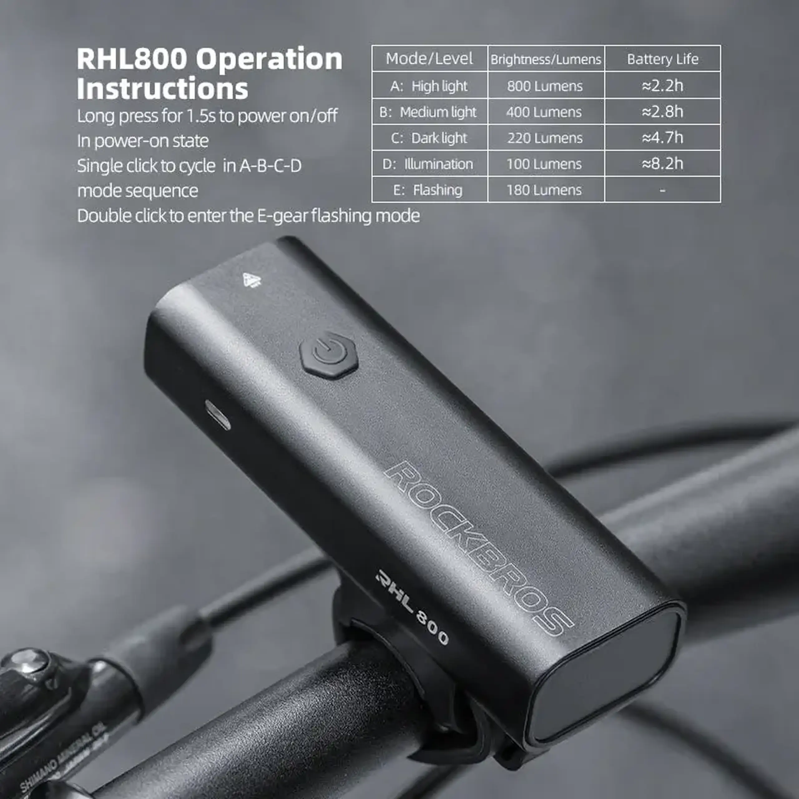 Lanterna frontala pentru bicicleta ROCKBROS 800LM - 24710012001
