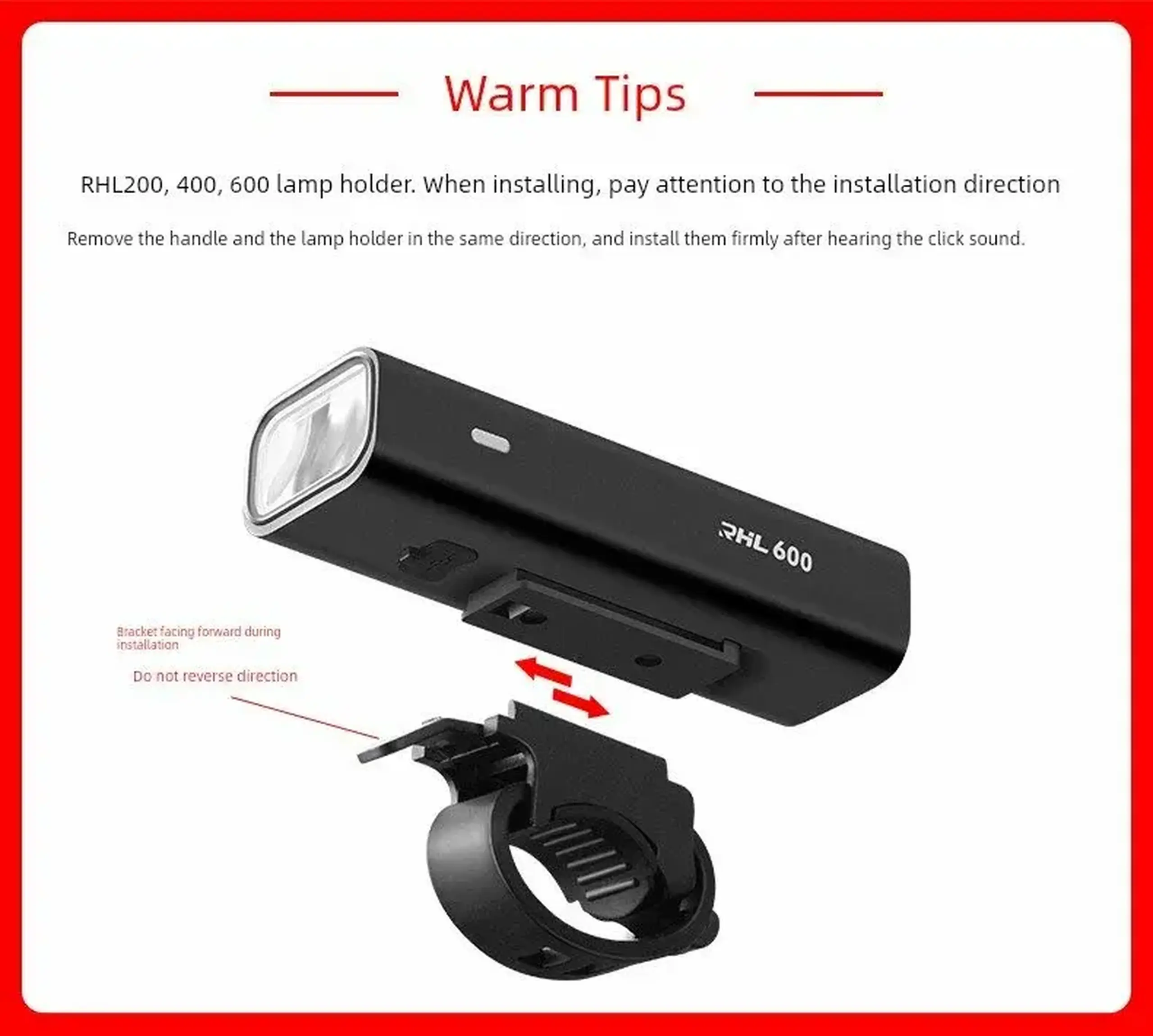 Lanterna frontala pentru bicicleta ROCKBROS 600LM, rosu - 24710002002