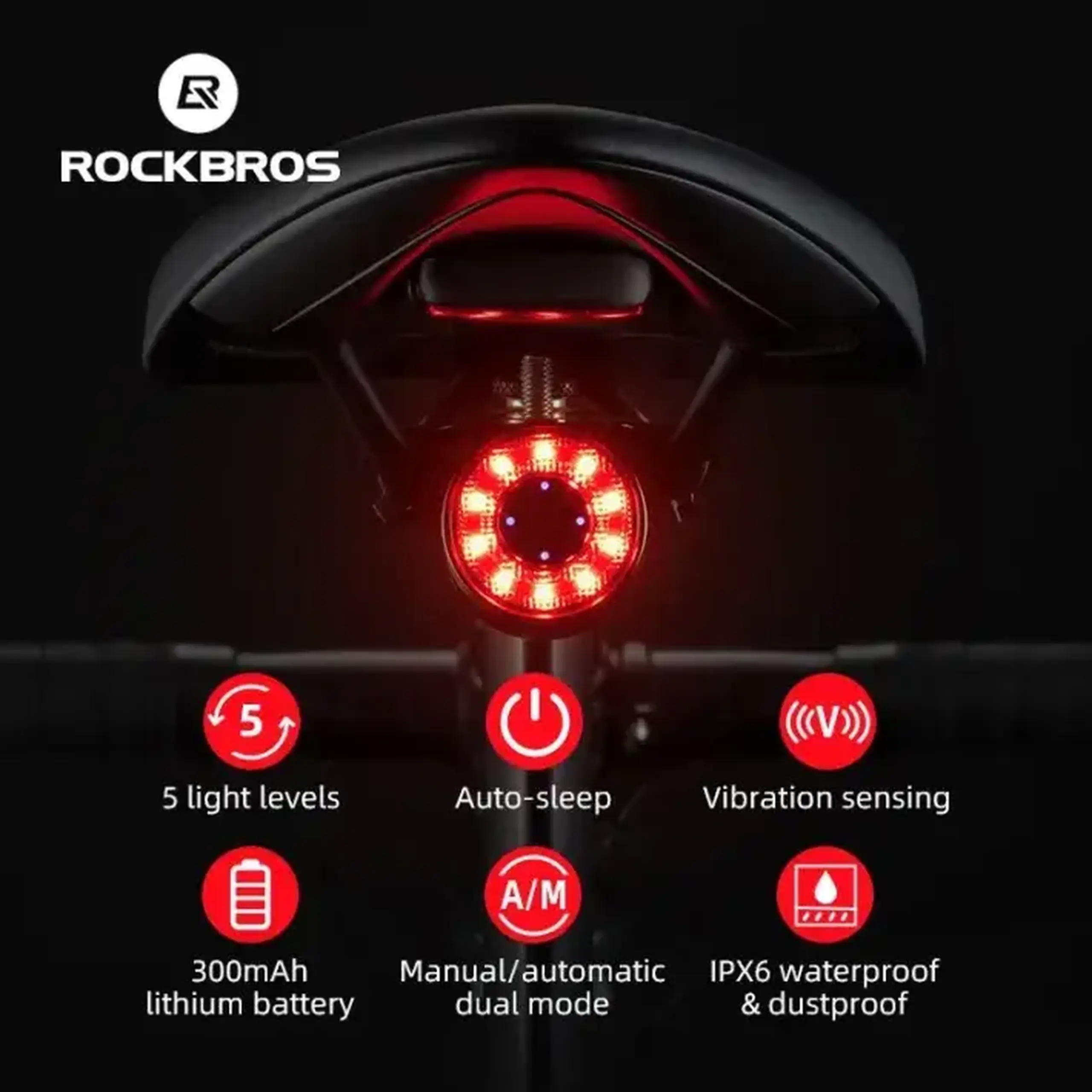 Lanterna spate pentru bicicleta ROCKBROS Q1 - Q1MAX