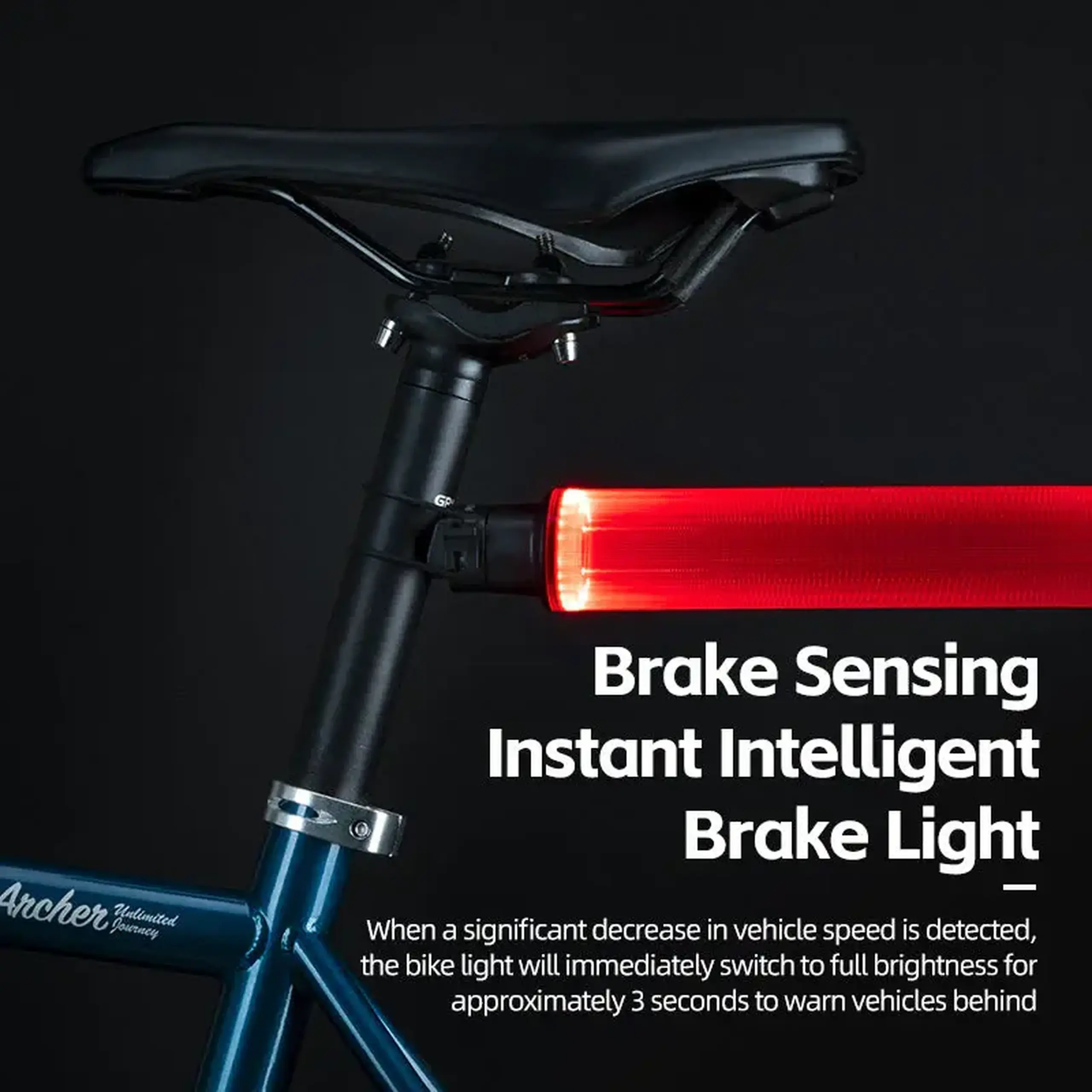 Lanterna spate pentru bicicleta ROCKBROS, cu senzor inteligent - 24520007001
