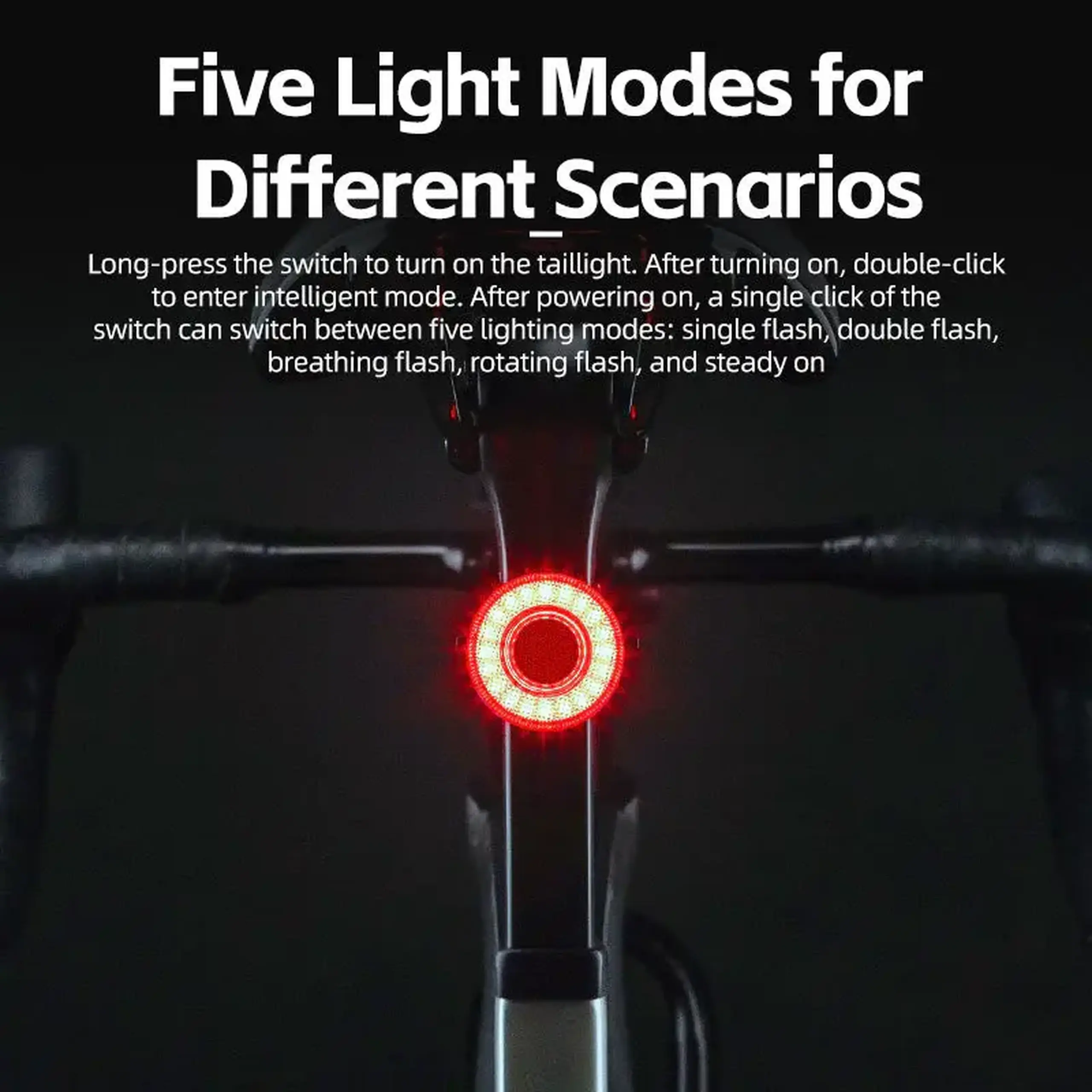 Lanterna spate pentru bicicleta ROCKBROS, cu senzor inteligent - 24520007001