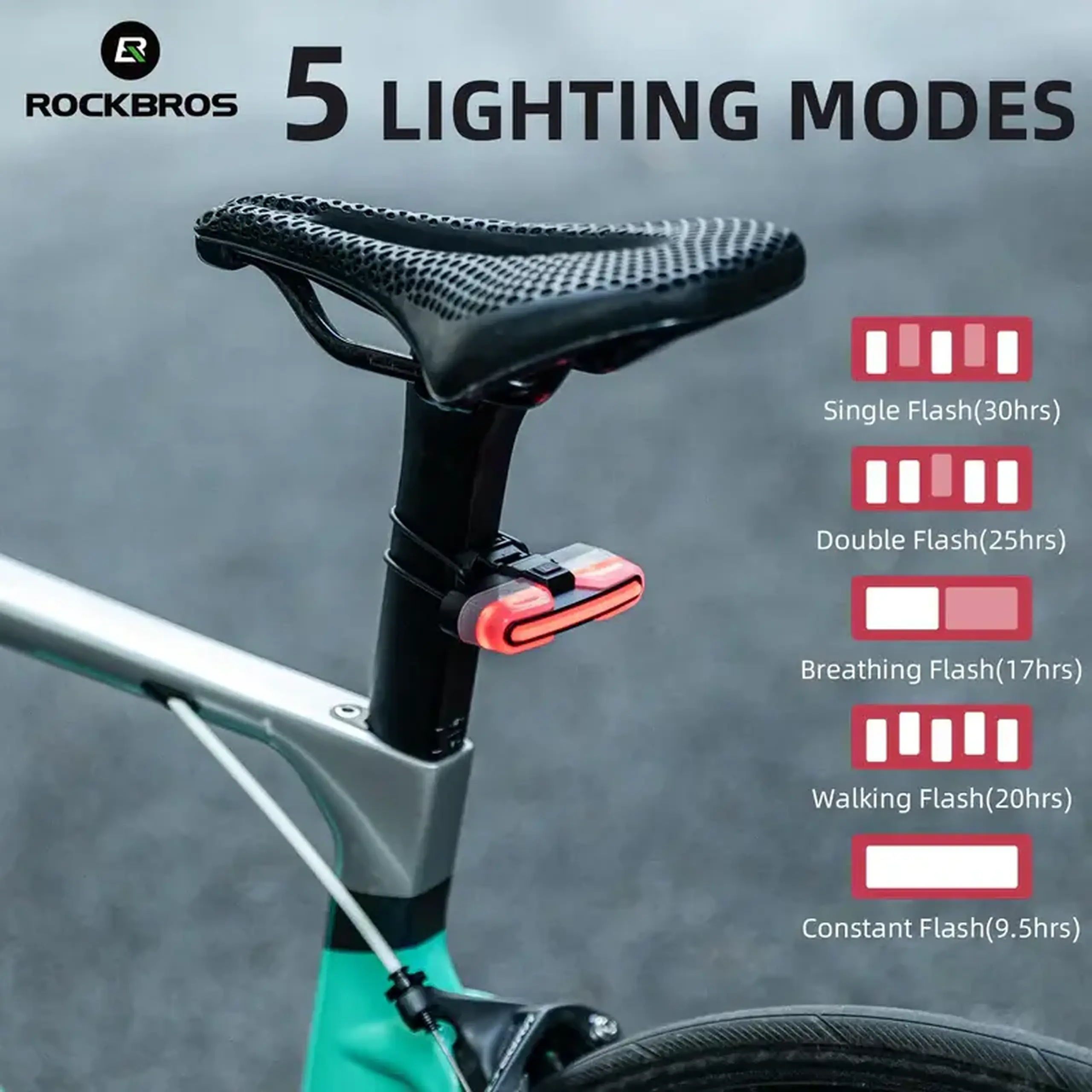 Lanterna spate pentru bicicleta ROCKBROS, cu telecomanda - 24720005001