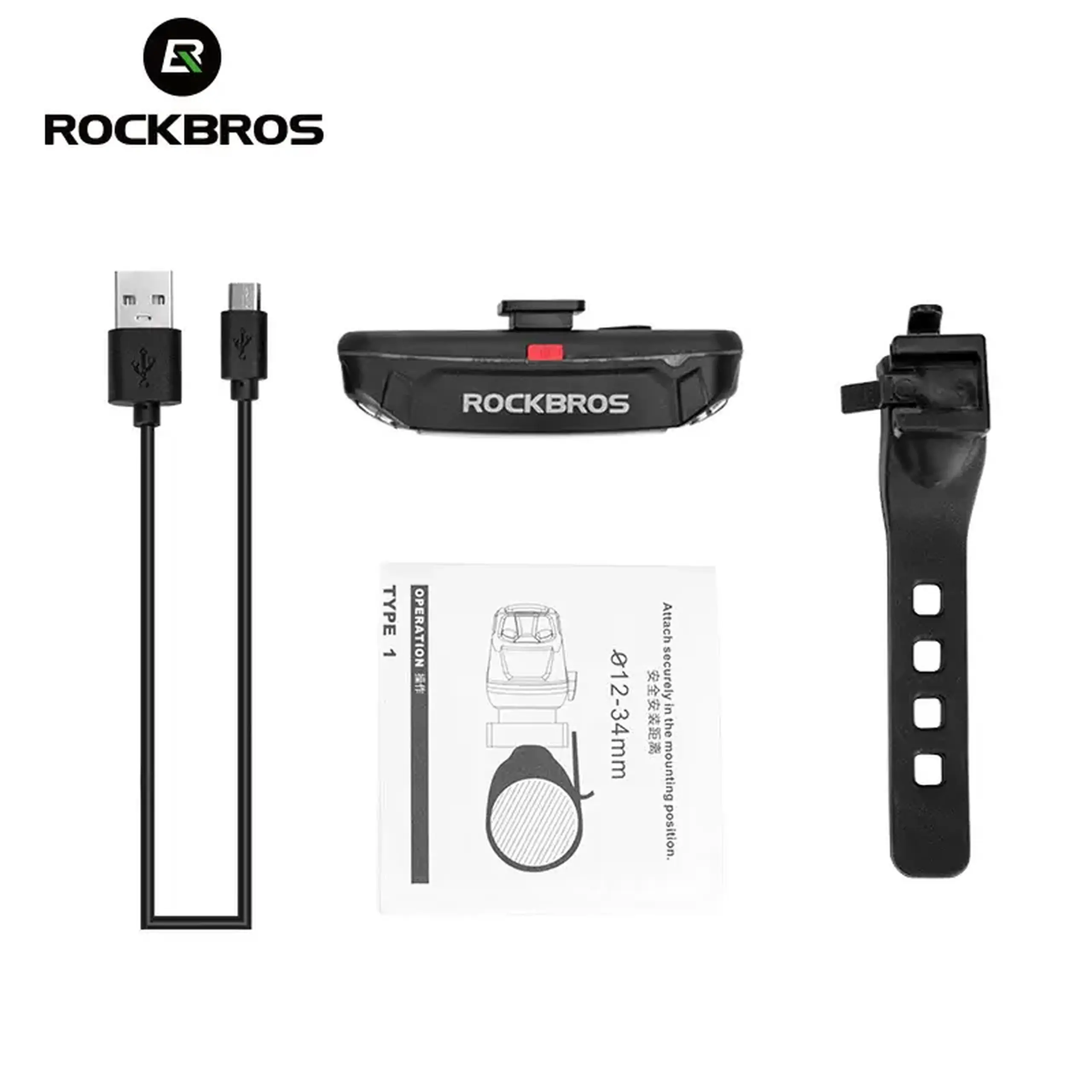 Lanterna spate pentru bicicleta ROCKBROS, 6 moduri de iluminare - A54BK