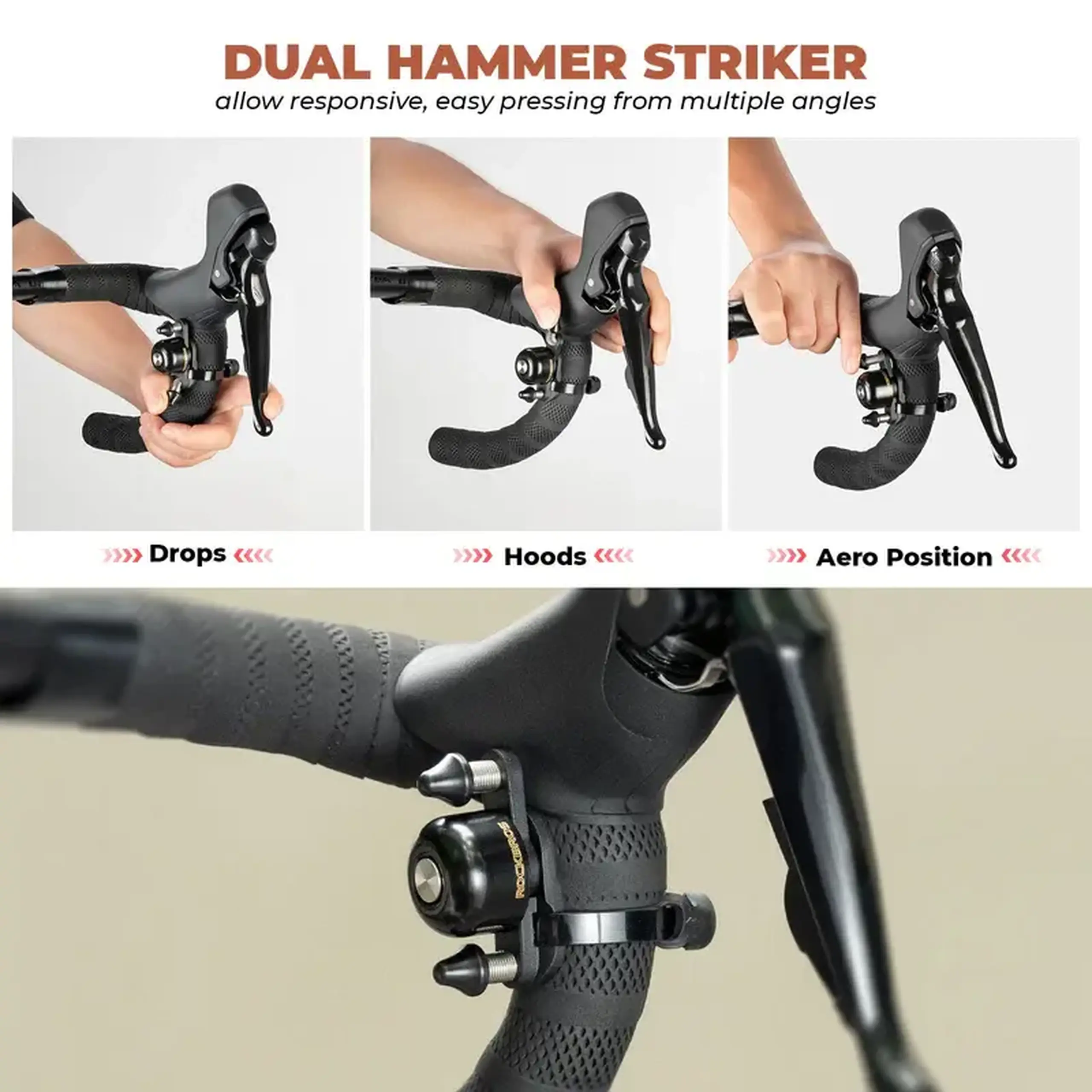 Sonerie pentru bicicleta ROCKBROS, Dual Hammer - 340013001