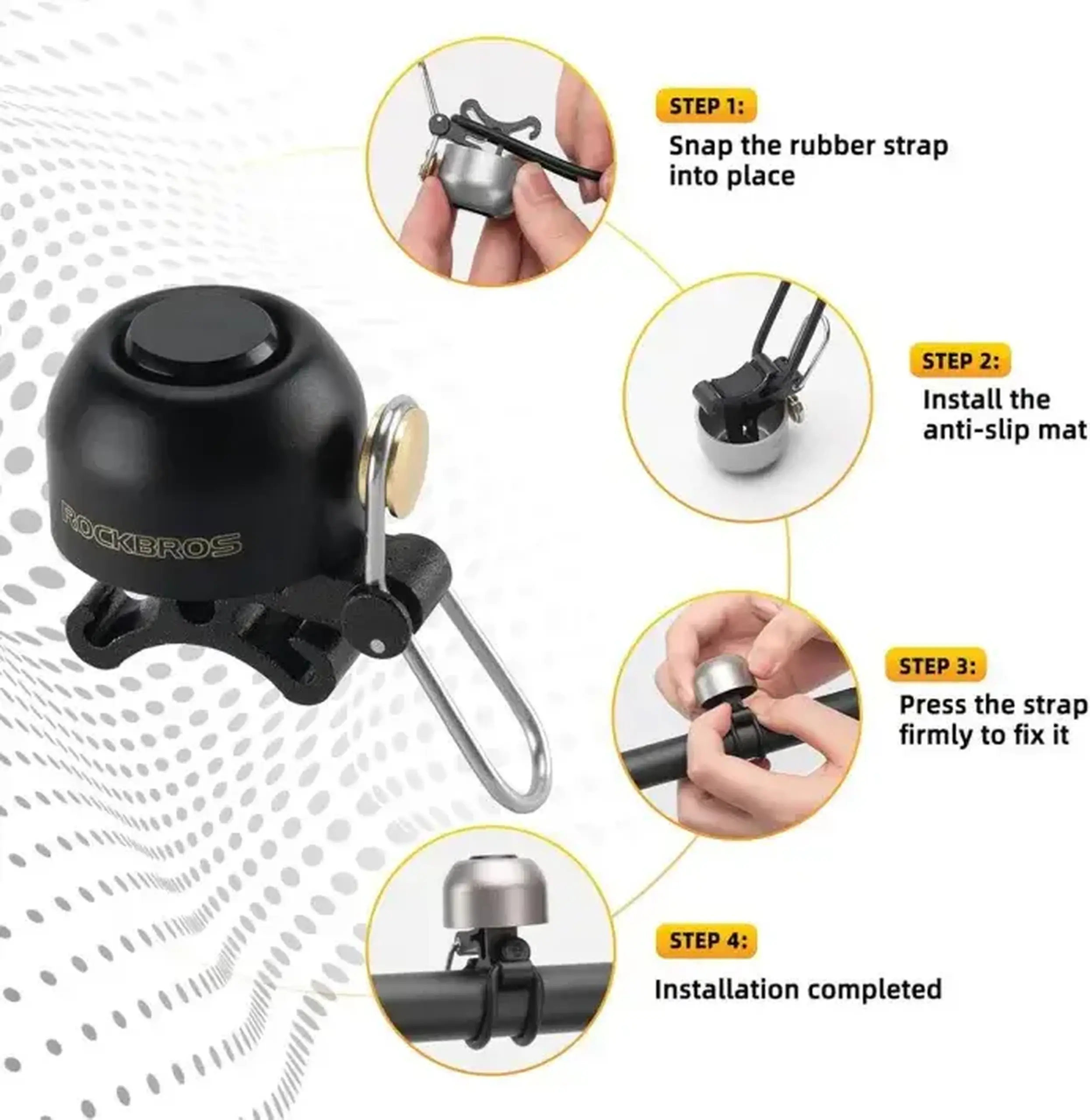Sonerie pentru bicicleta ROCKBROS 2024-1A, negru - 340001001