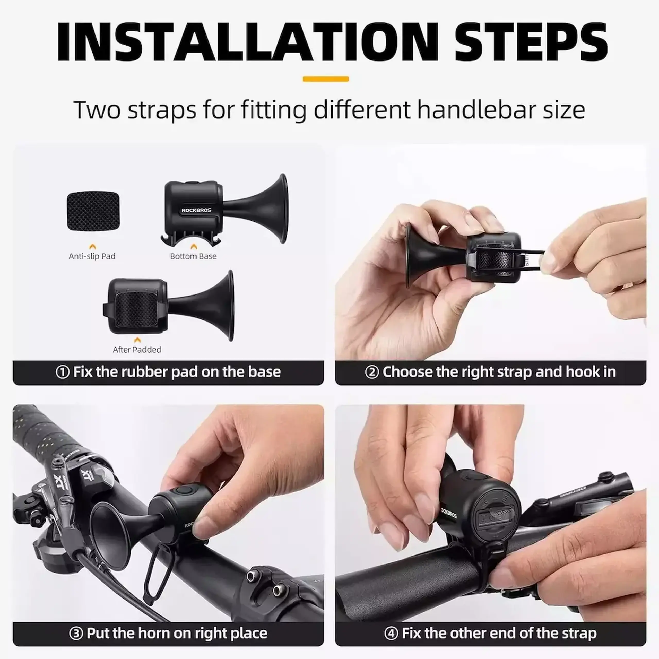 Sonerie pentru bicicleta ROCKBROS, tip claxon, albastru - 34210002002
