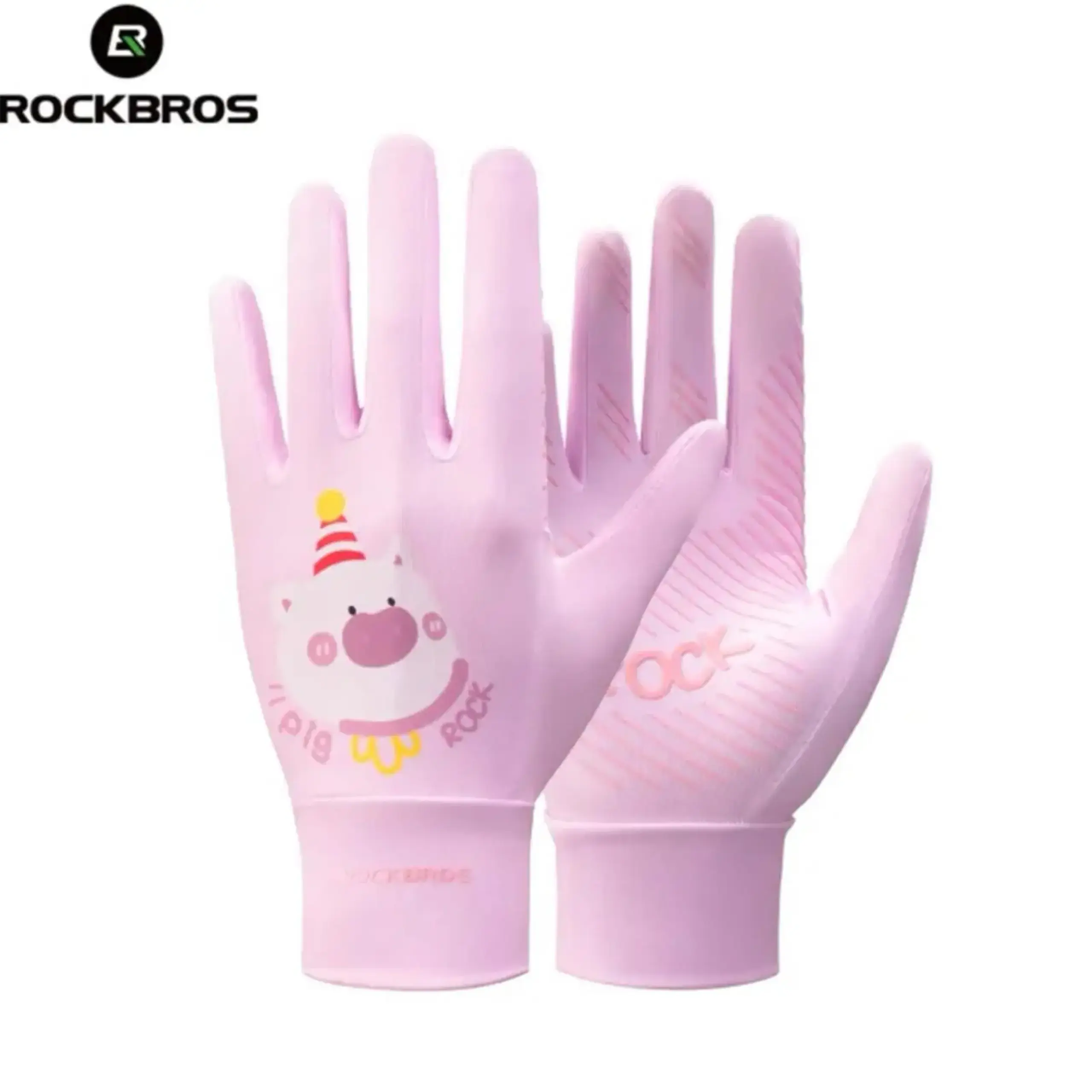 Manusi de ciclism BOCKBROS, pentru copii, marimea M, Porcusor Roz-16210009