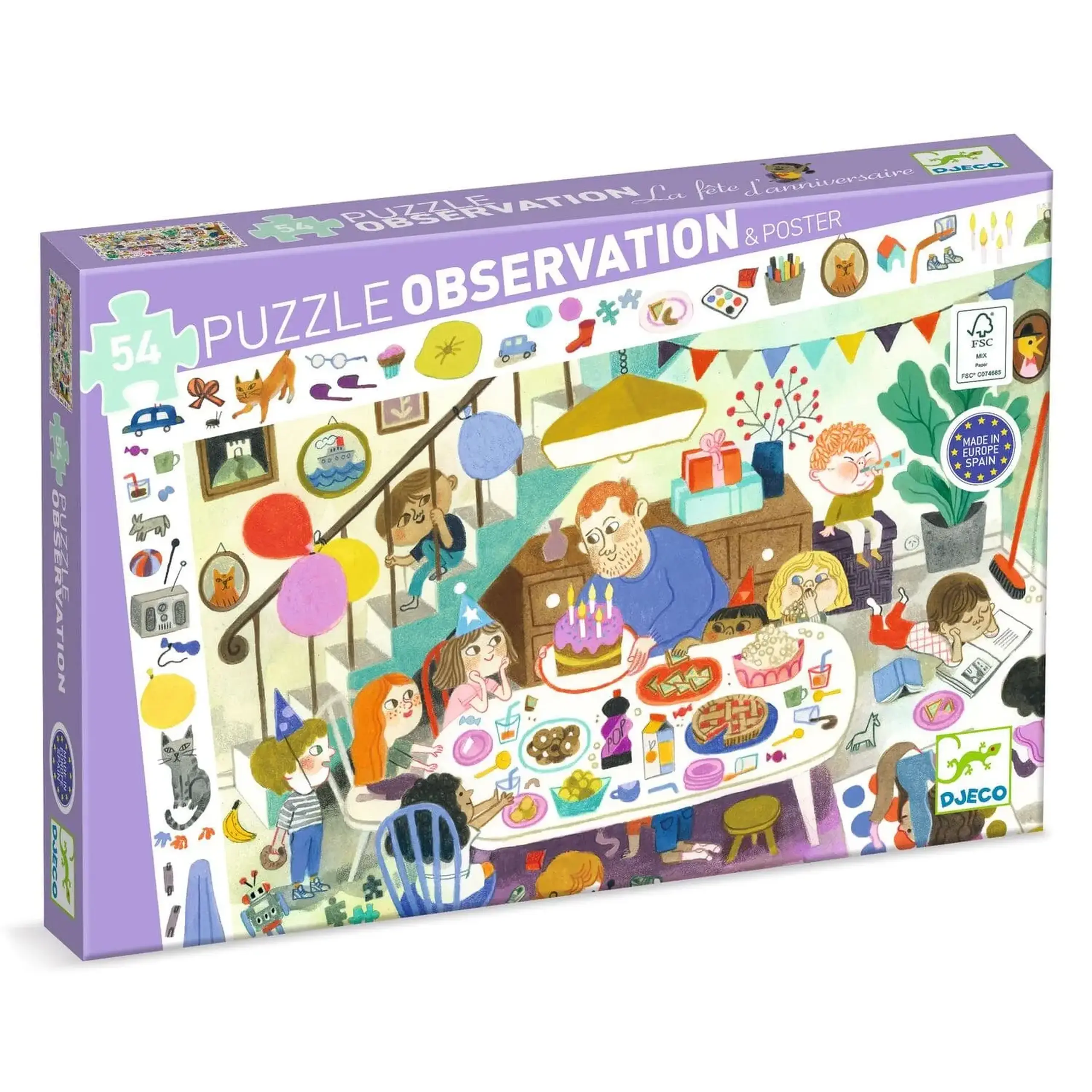 Puzzle de observație „Petrecerea lui Jenny”, 54 de piese — Djeco