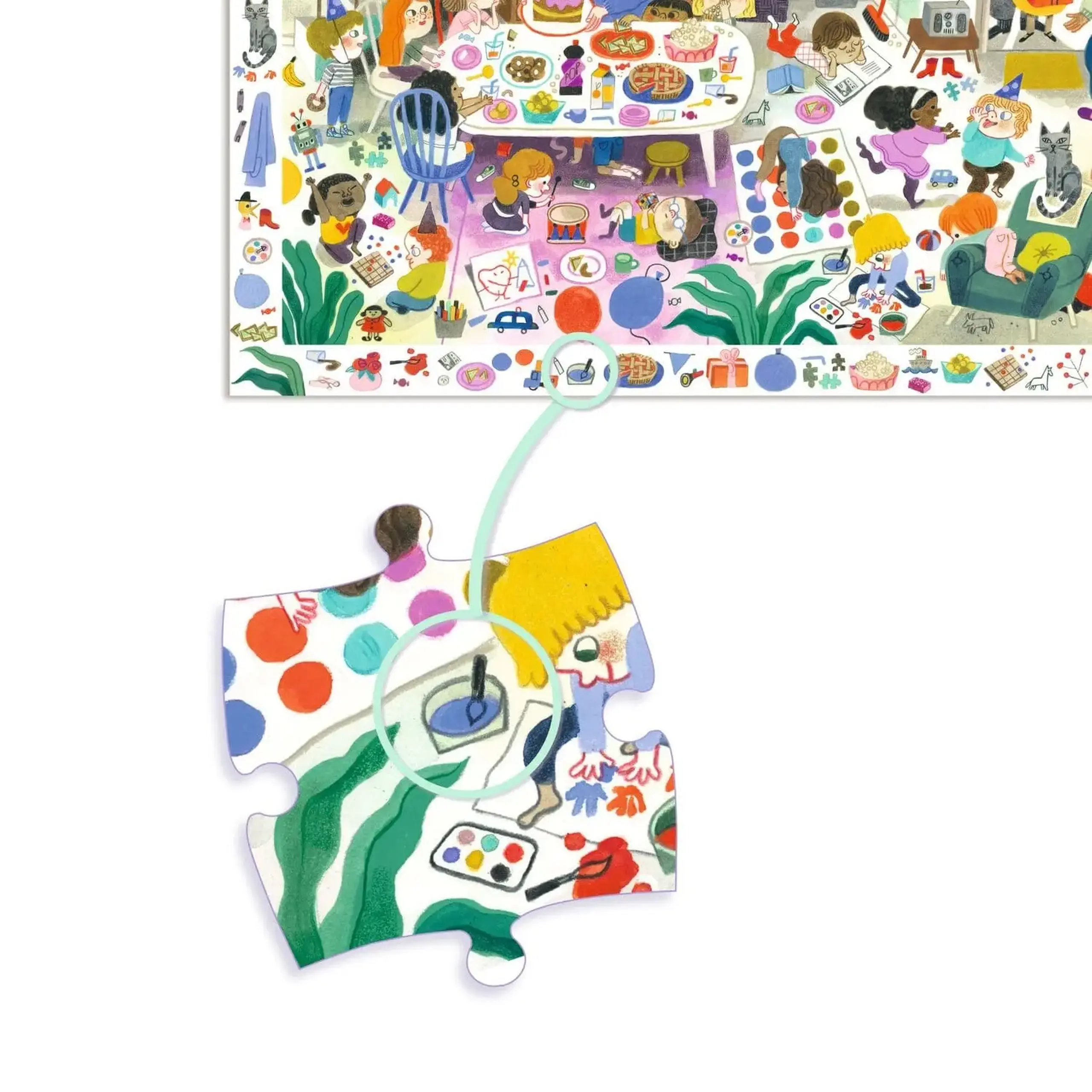 Puzzle de observație „Petrecerea lui Jenny”, 54 de piese — Djeco