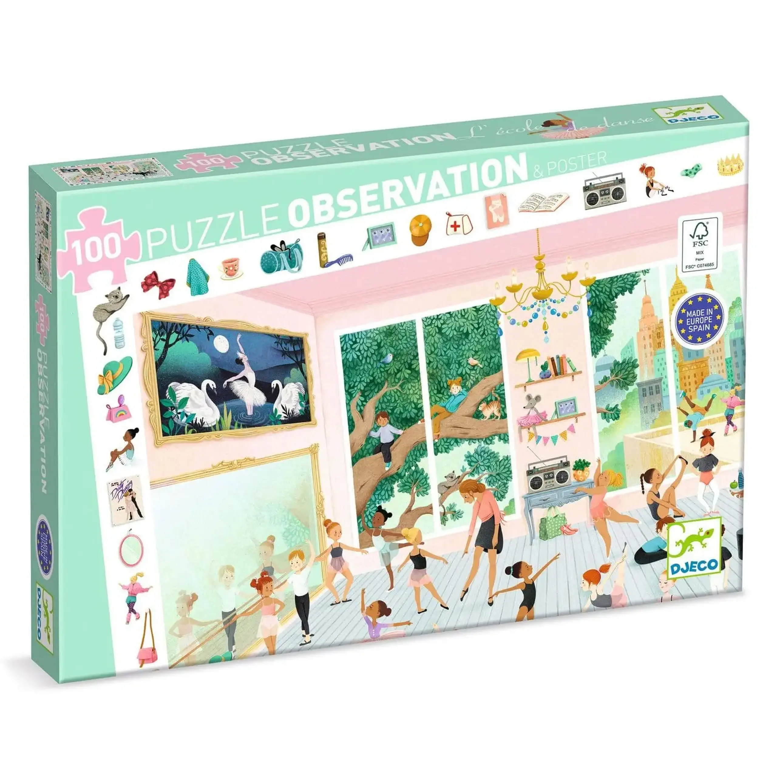 Puzzle de observație Școala de dans, 100 de piese — Djeco