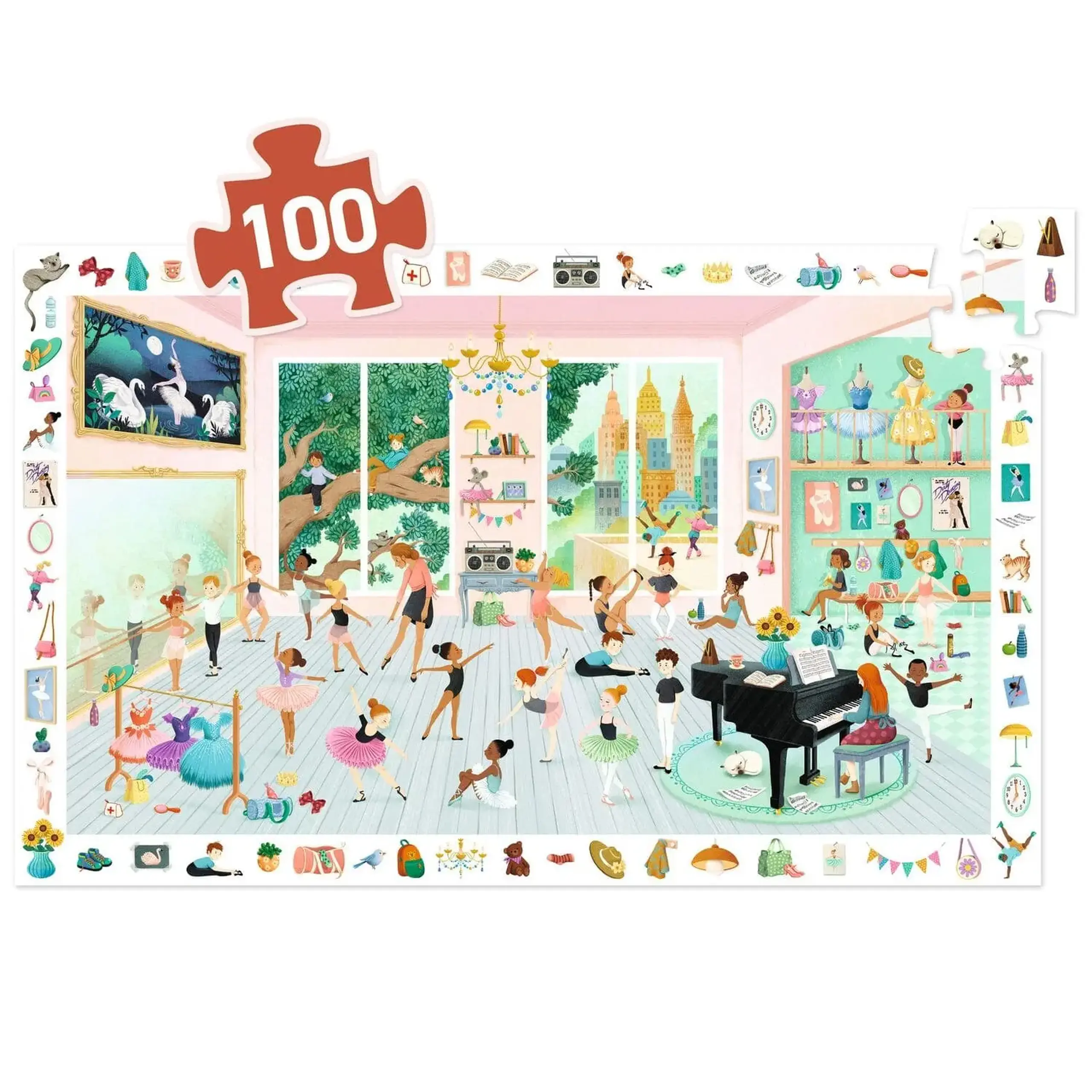 Puzzle de observație Școala de dans, 100 de piese — Djeco