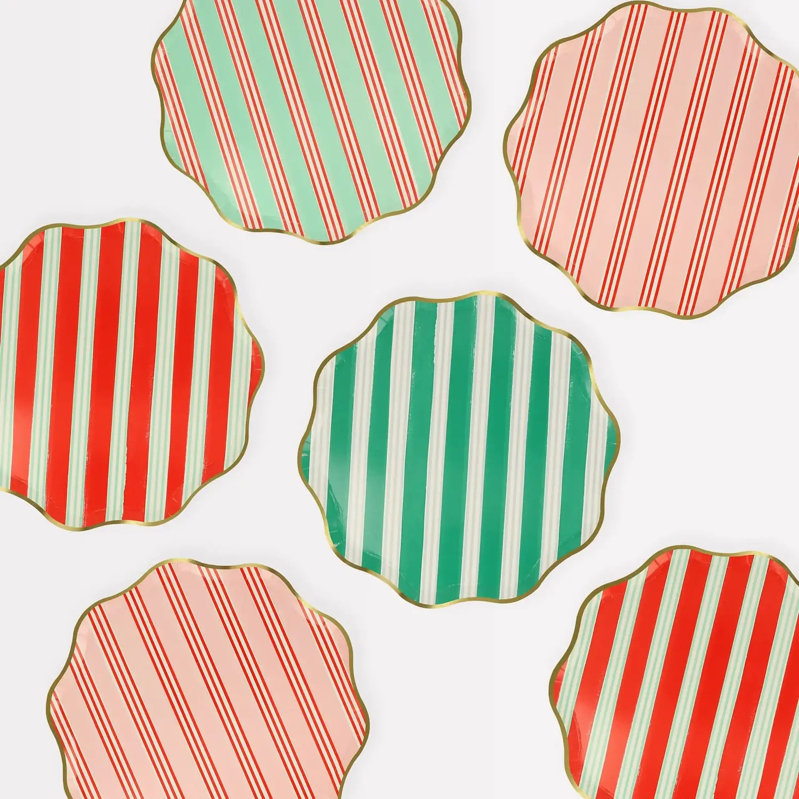 Farfurii mari din carton cu dungi festive, set de 8 — Meri Meri