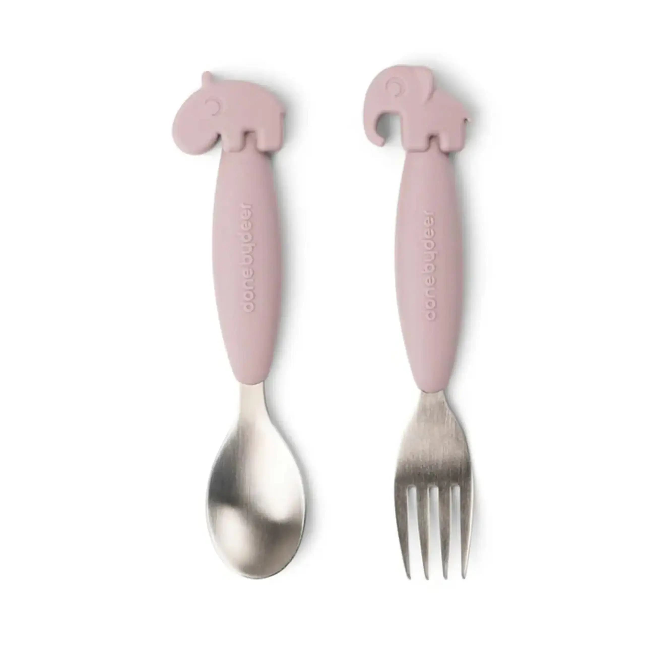 Set lingură și furculiță Easy-grip — Done by Deer - Blue