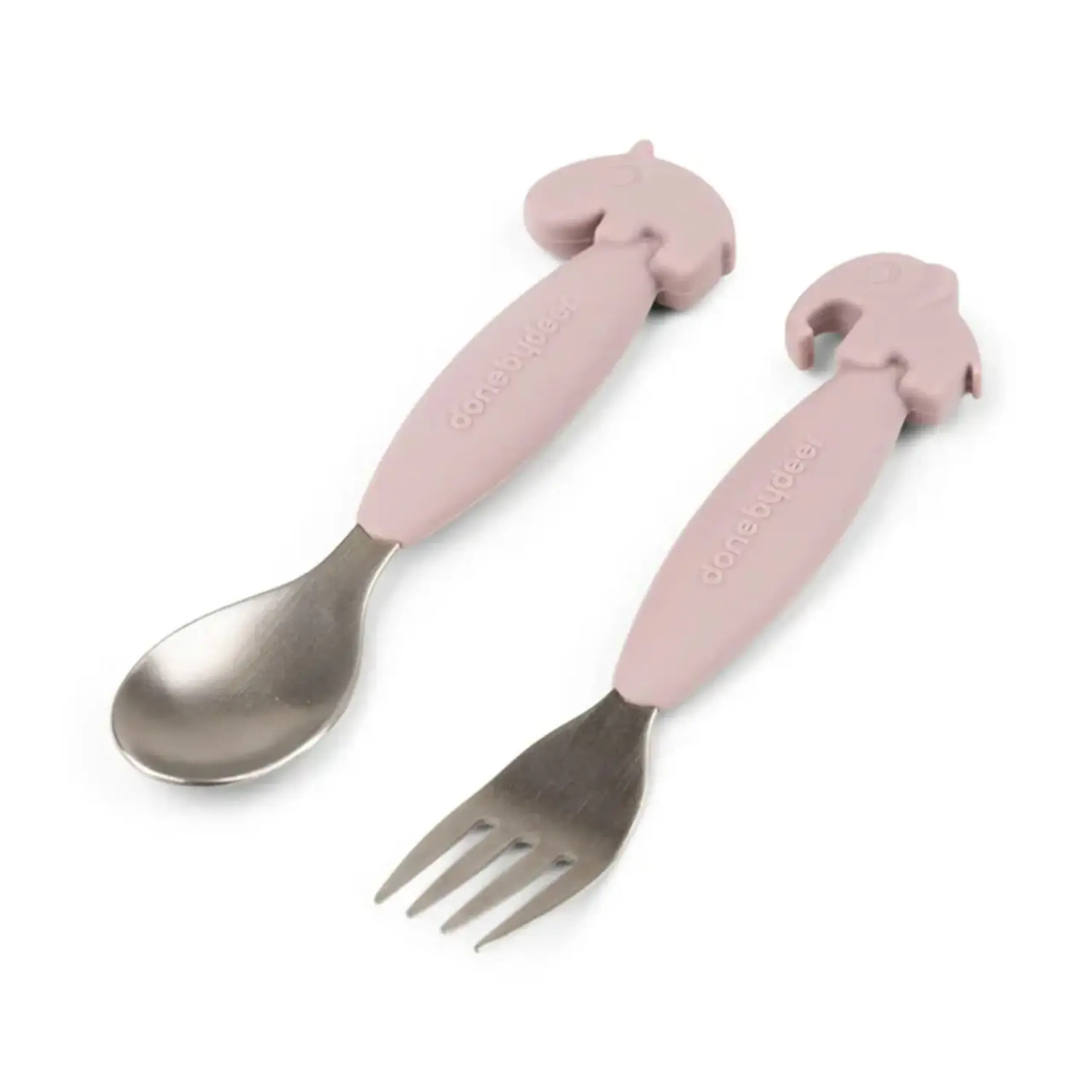 Set lingură și furculiță Easy-grip — Done by Deer - Blue