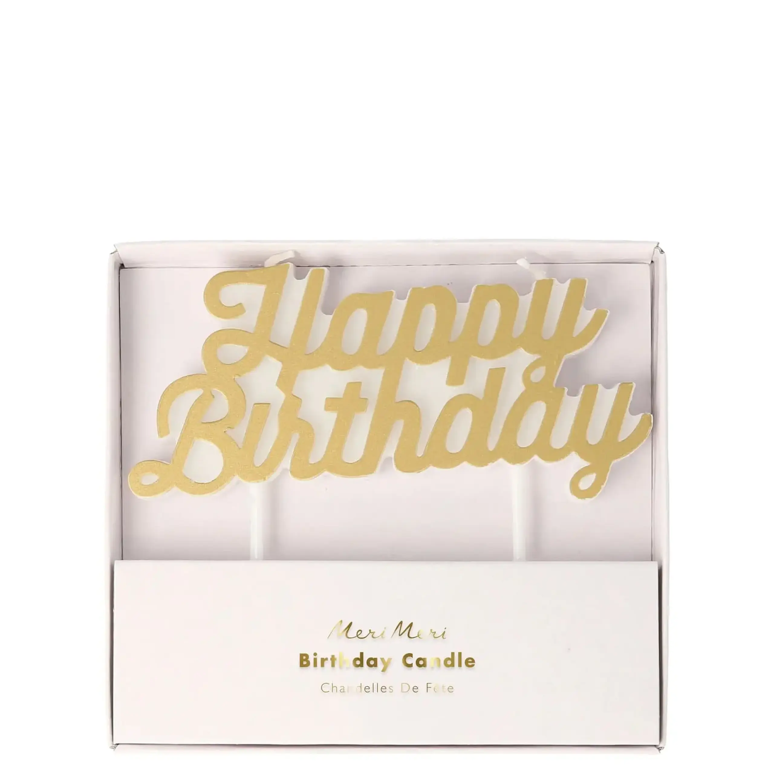 Lumânare decorativă aurie pentru tort „Happy Birthday” — Meri Meri