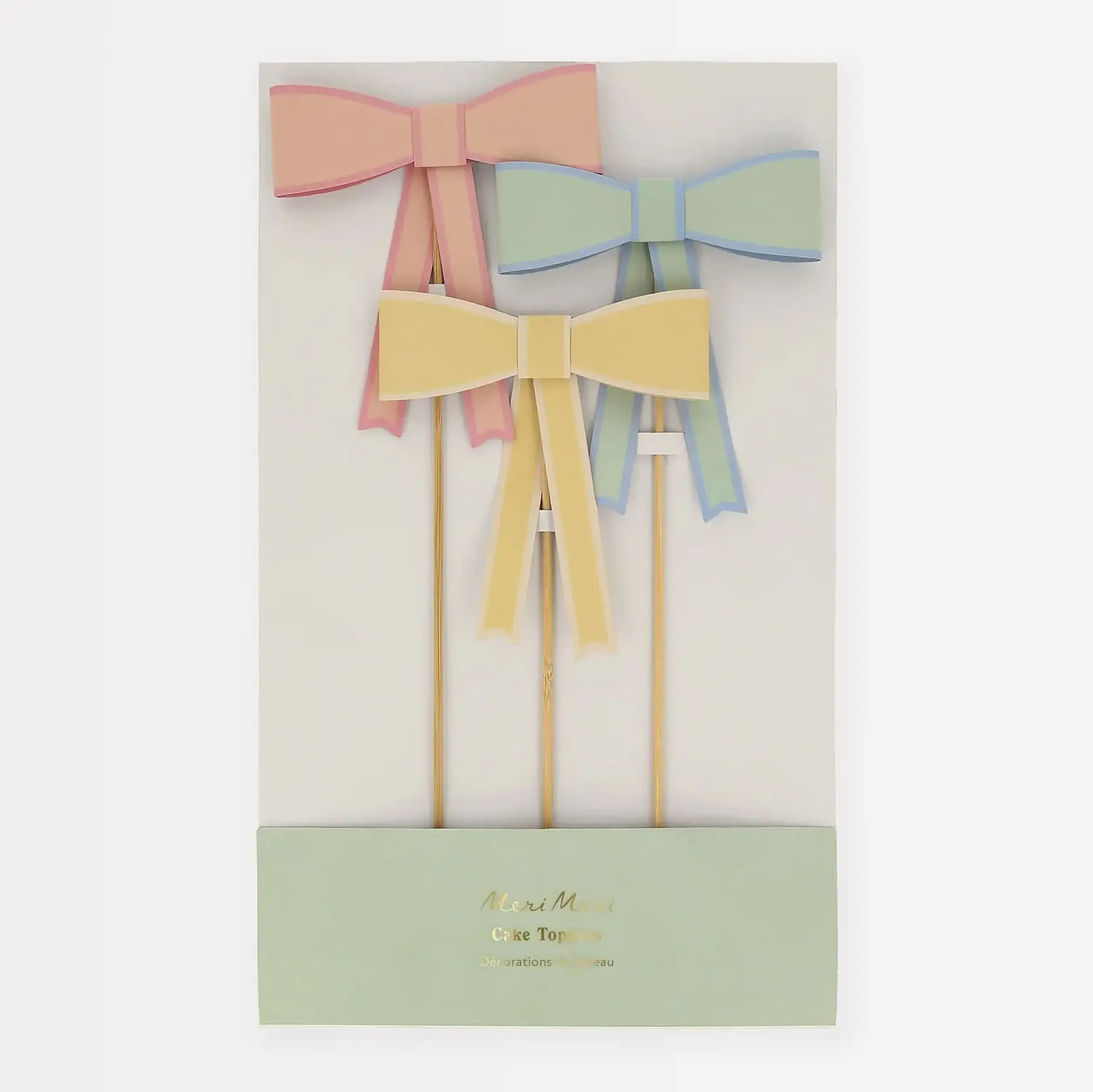 Set de toppere pentru tort cu fundițe pastel — Meri Meri
