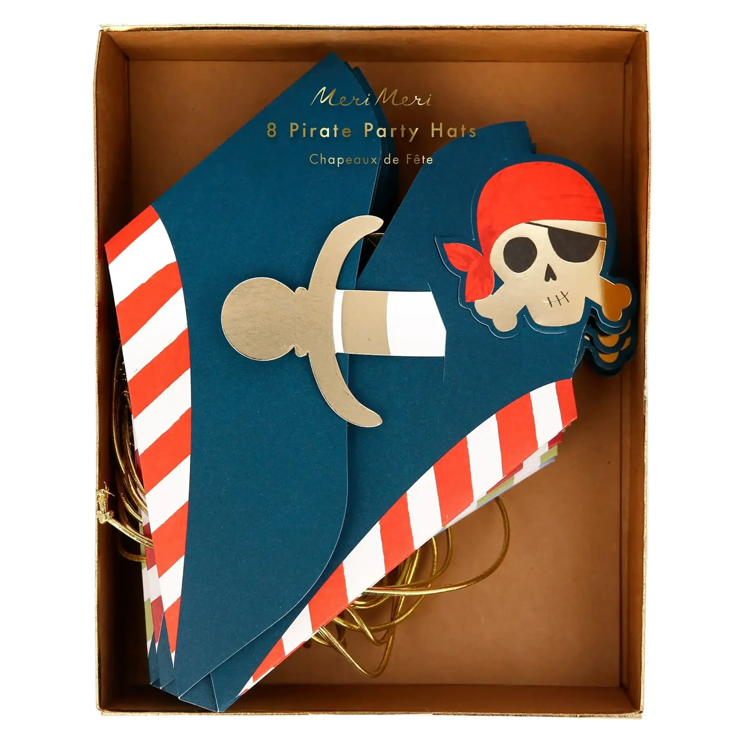 Set de 8 pălării Blue Pirate, 4 modele — Meri Meri
