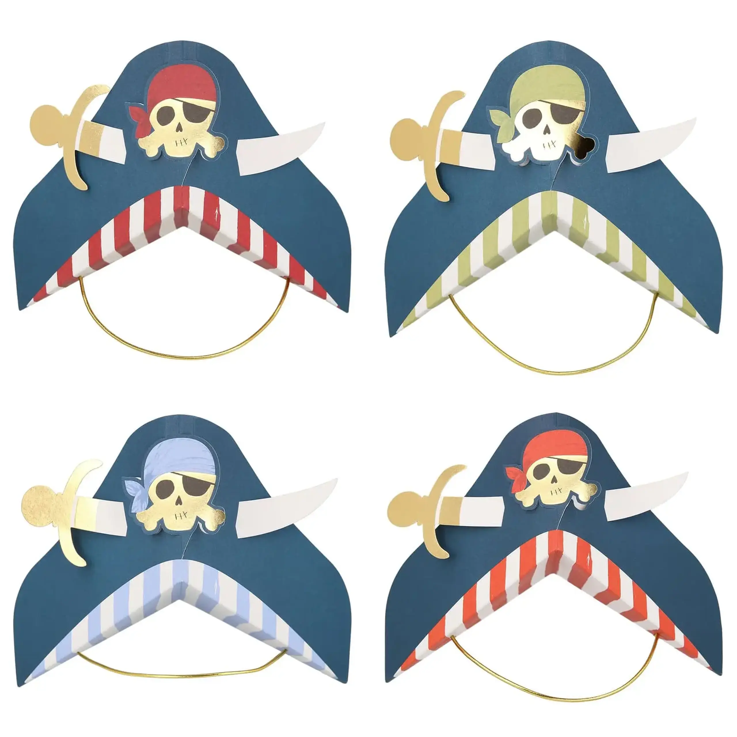 Set de 8 pălării Blue Pirate, 4 modele — Meri Meri