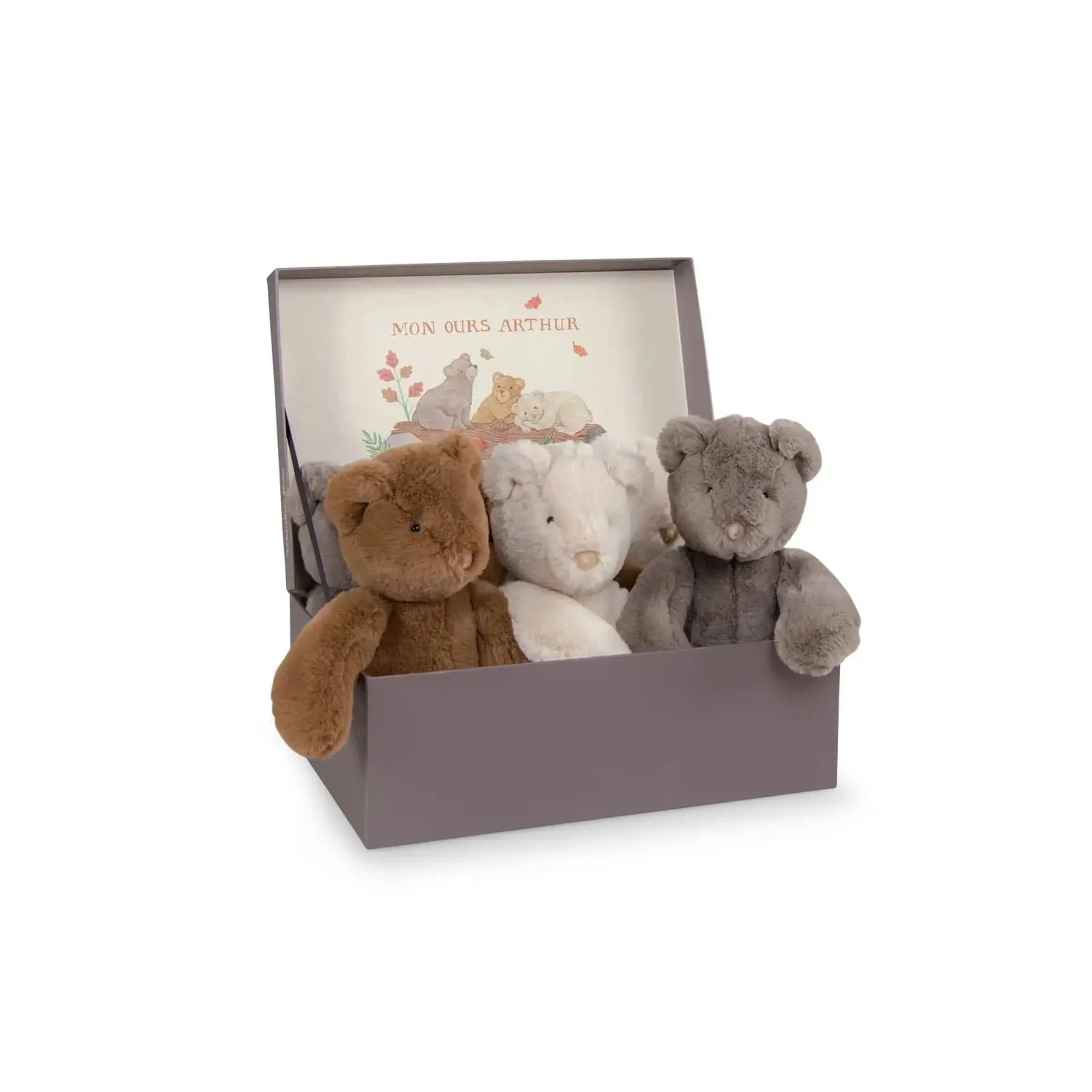 Ursuleț de pluș Arthur, 34 cm, 3 culori — Moulin Roty - Arthur et Louison Ours Gris