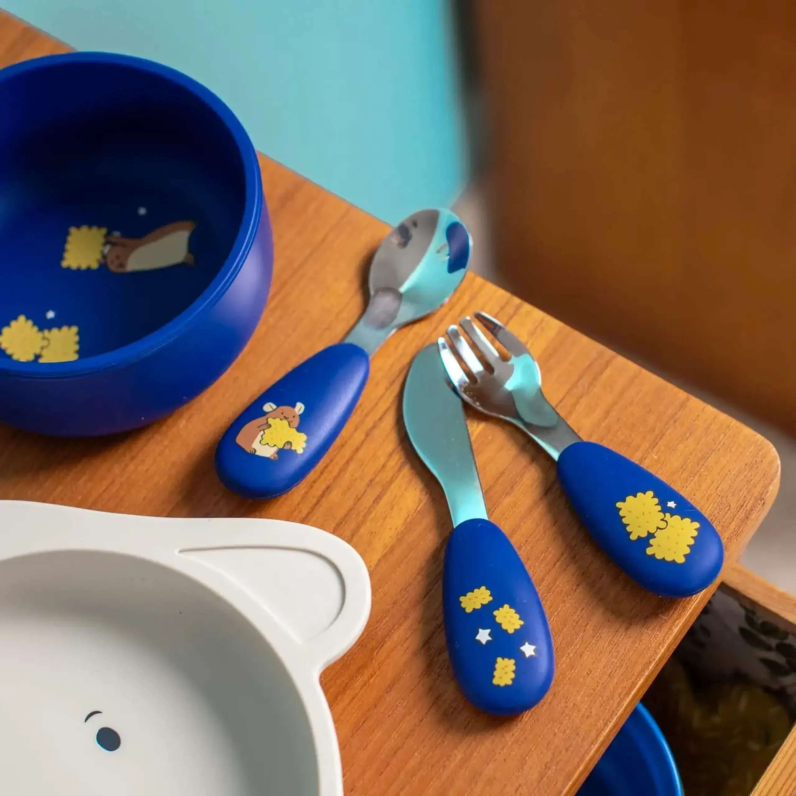 Set de 3 tacâmuri cu silicon, Puce & Pilou — Moulin Roty