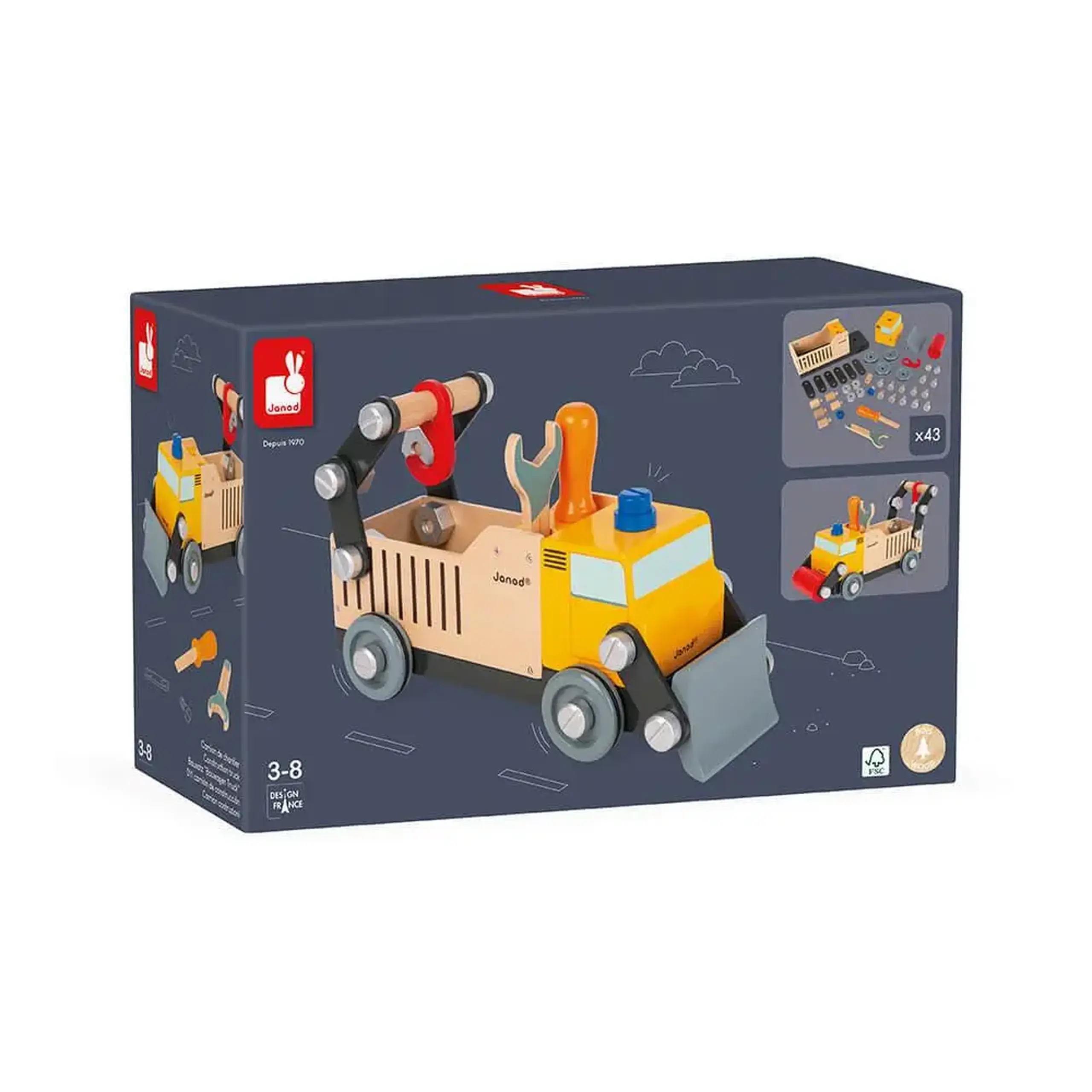 Camion de construcție Brico’kids, 43 piese — Janod