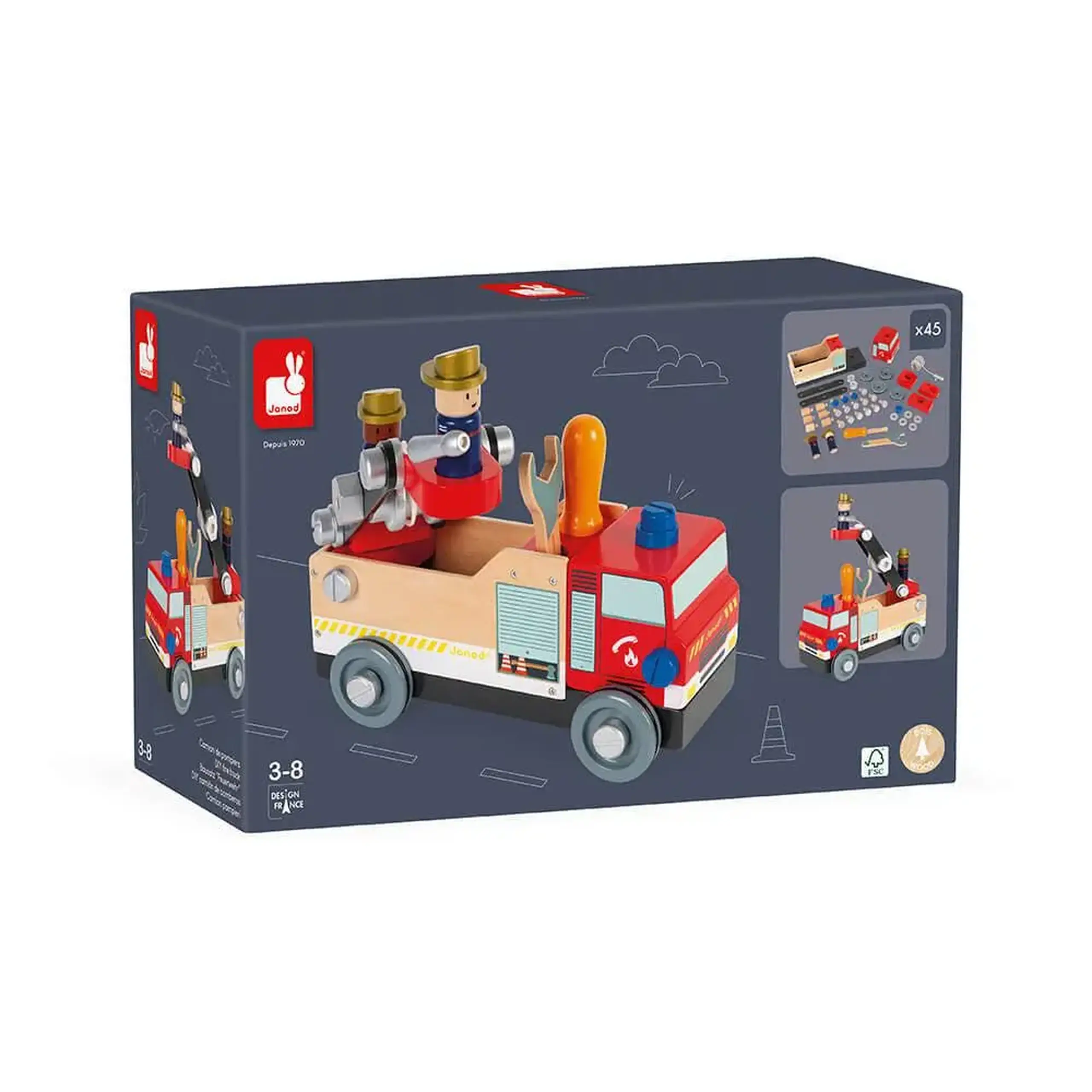 Camion de pompieri Brico’kids, 45 piese — Janod